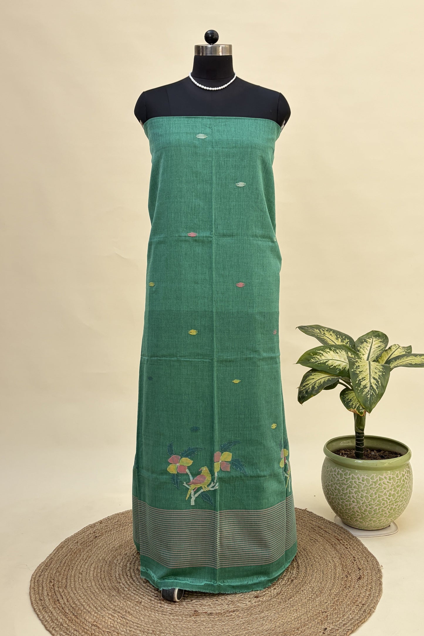Matte Emerald Cotton Jamdani Suit JDCC-0010
