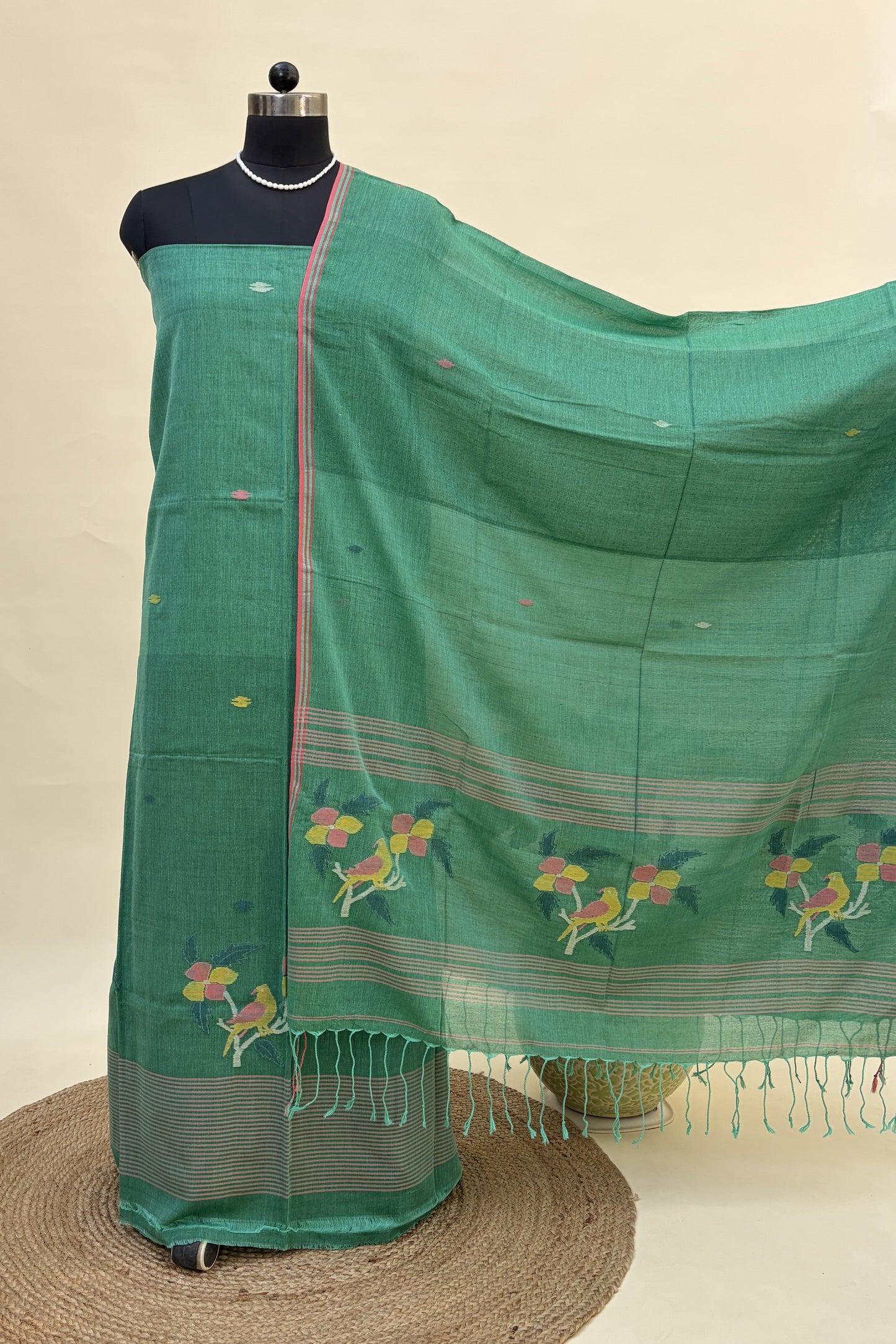 Matte Emerald Cotton Jamdani Suit JDCC-0010