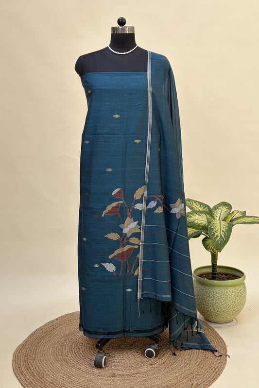 Deep Blue Cotton Jamdani Suit JDCC-0006