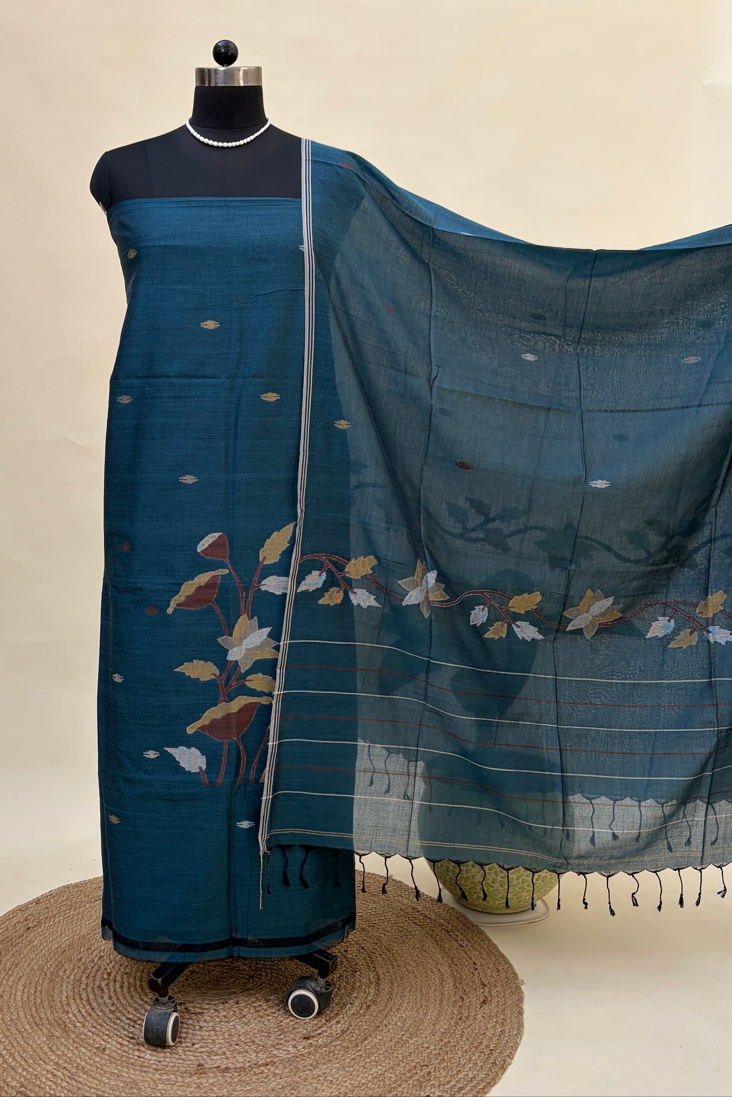 Deep Blue Cotton Jamdani Suit JDCC-0006