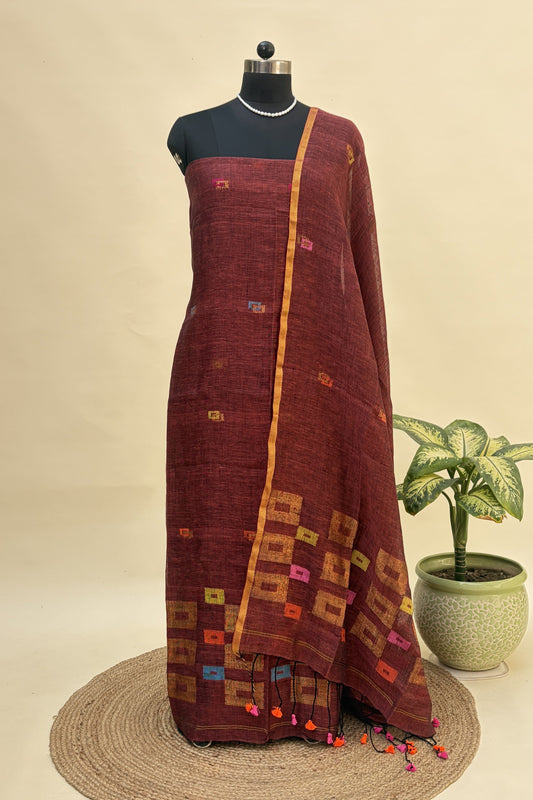 Lohit Varga Linen Jamdani Suit | JDL-AN8204