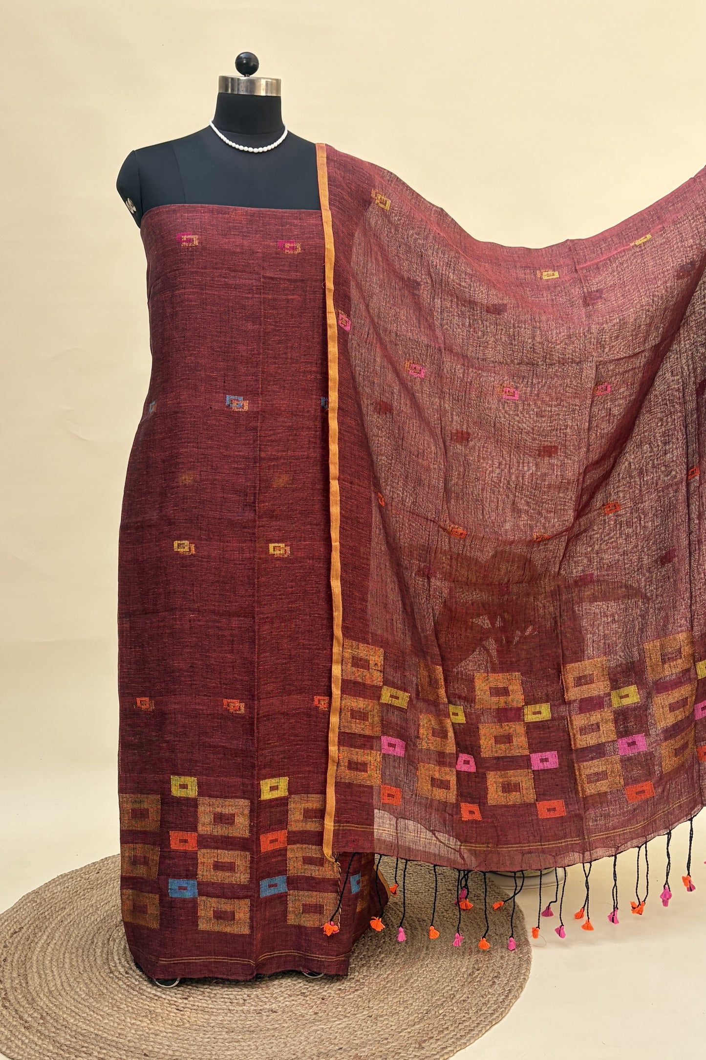 Lohit Varga Linen Jamdani Suit | JDL-AN8204