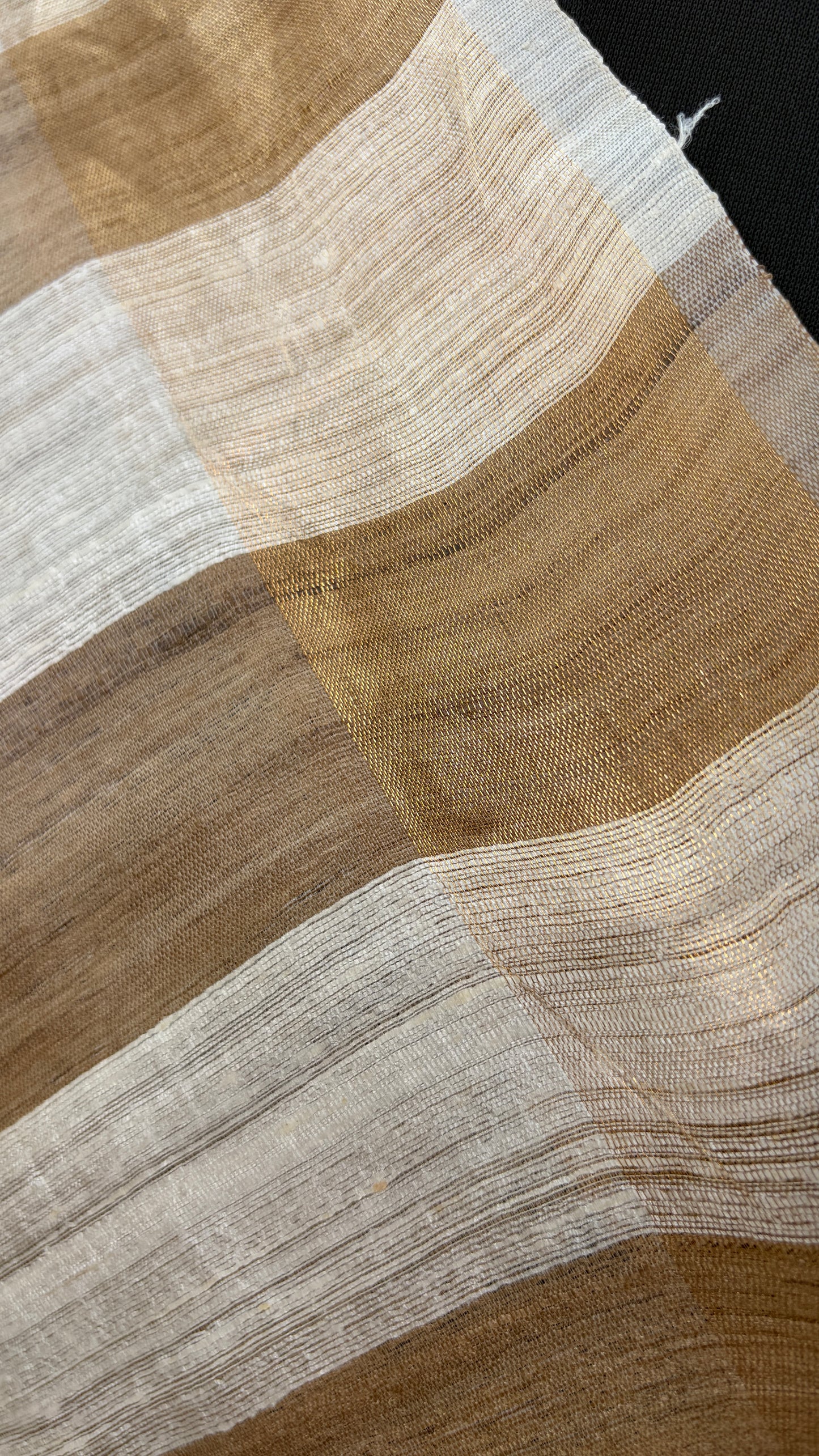 Beige and Ivory Tussar Silk Saree