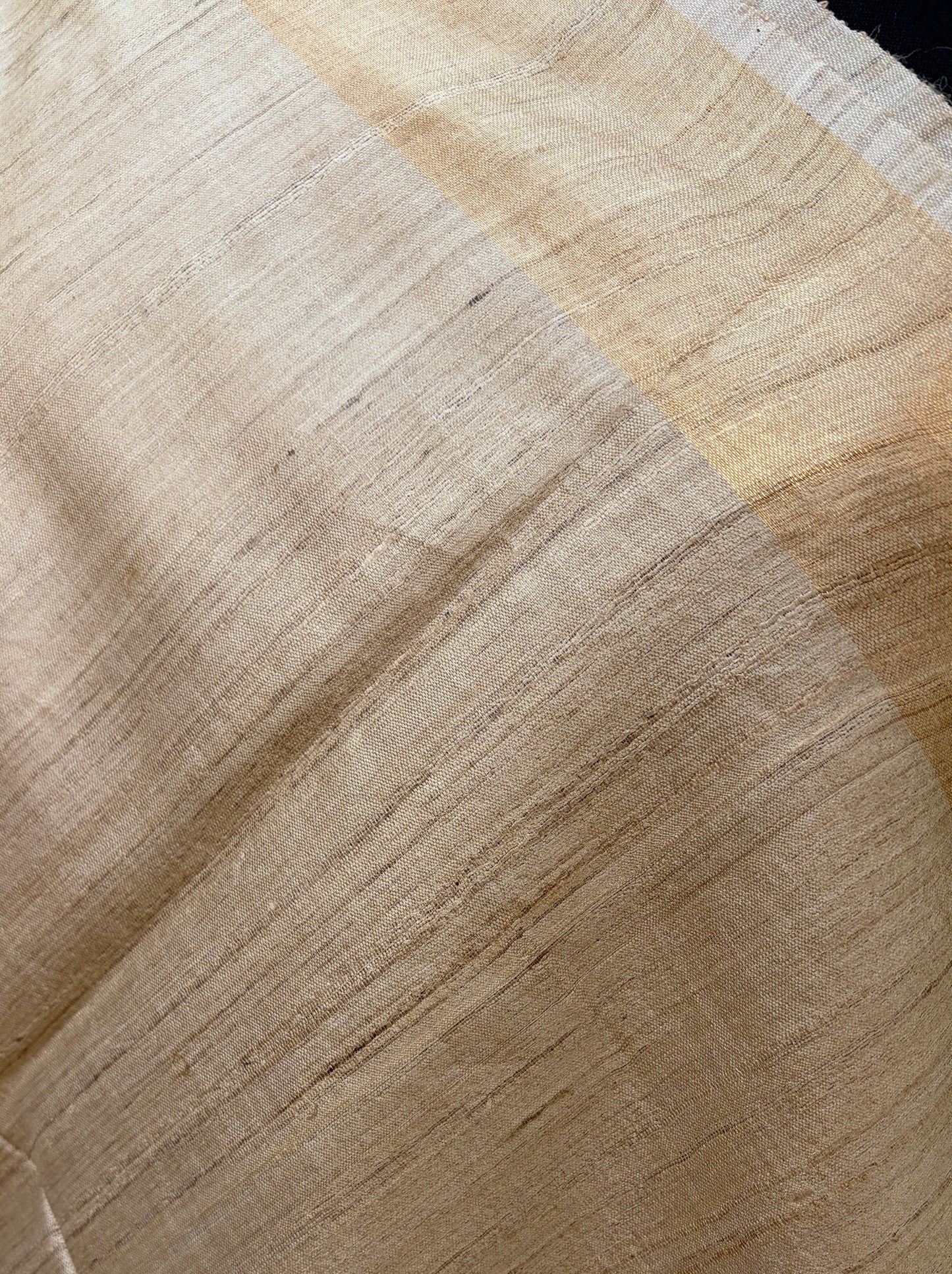 Natural Tussar Silk Saree with Magenta Accent