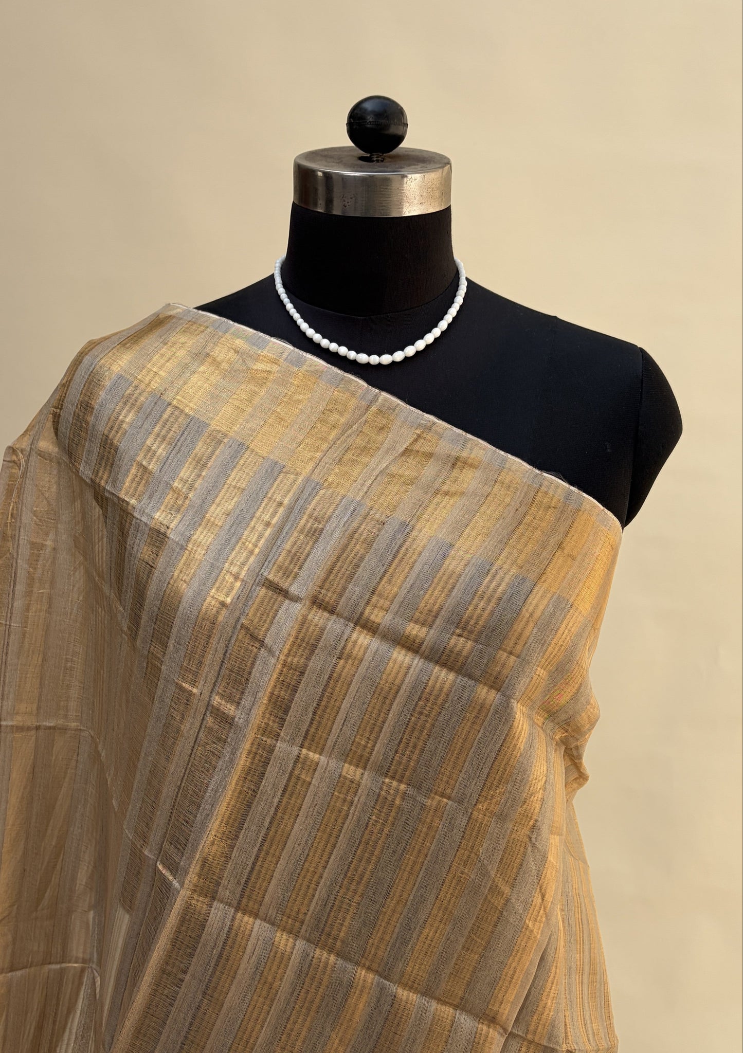 Mocha Brown Tussar Silk Saree