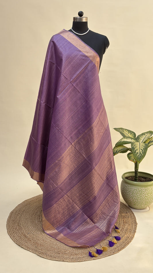 Lilac Purple Tussar Silk Saree