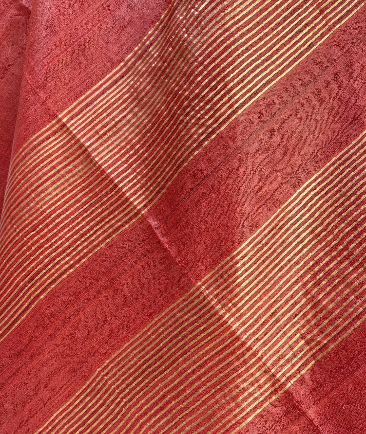 Reddish Orange Tussar Silk Saree