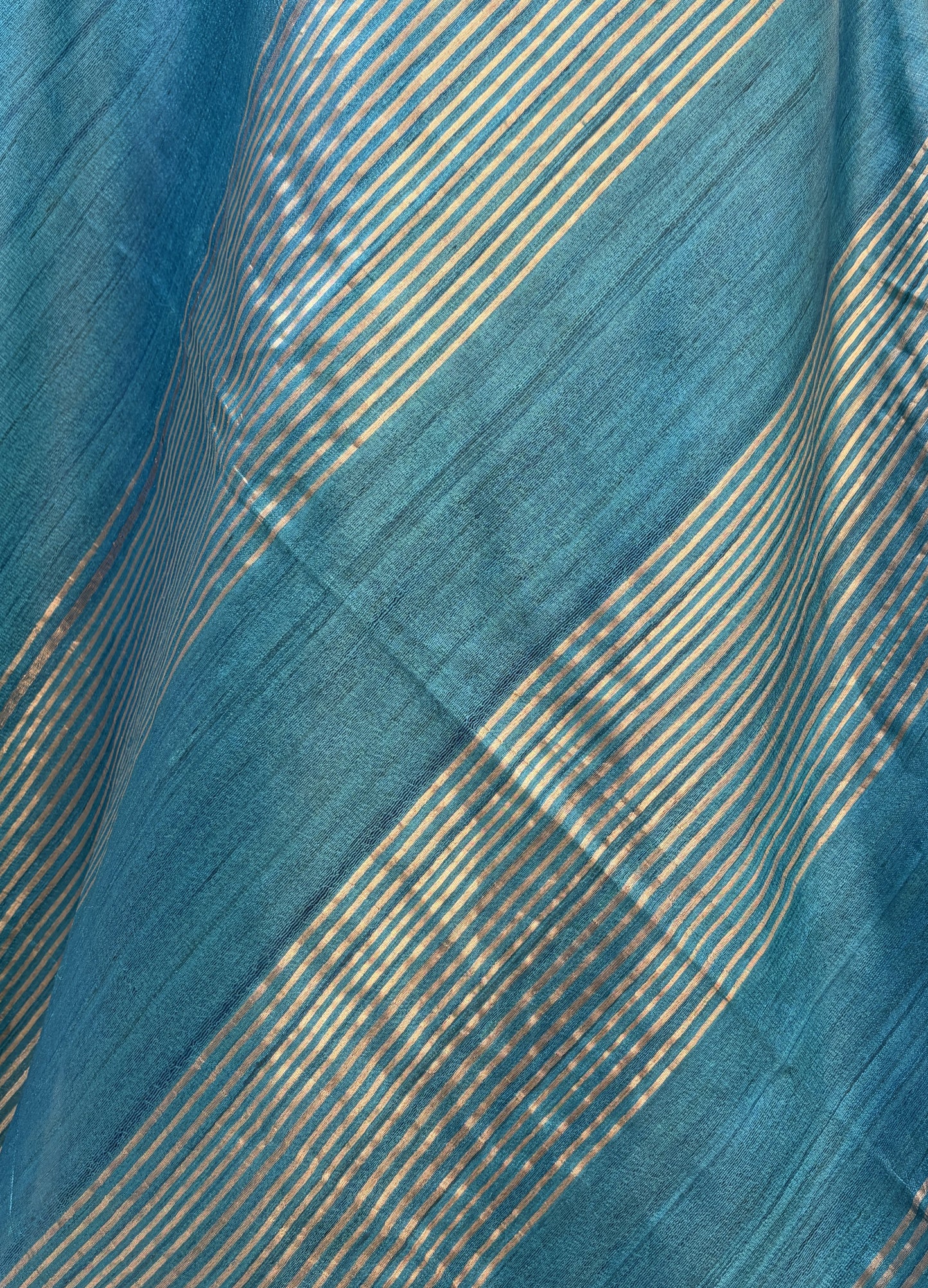 Oceanic Blue Tussar Silk Saree