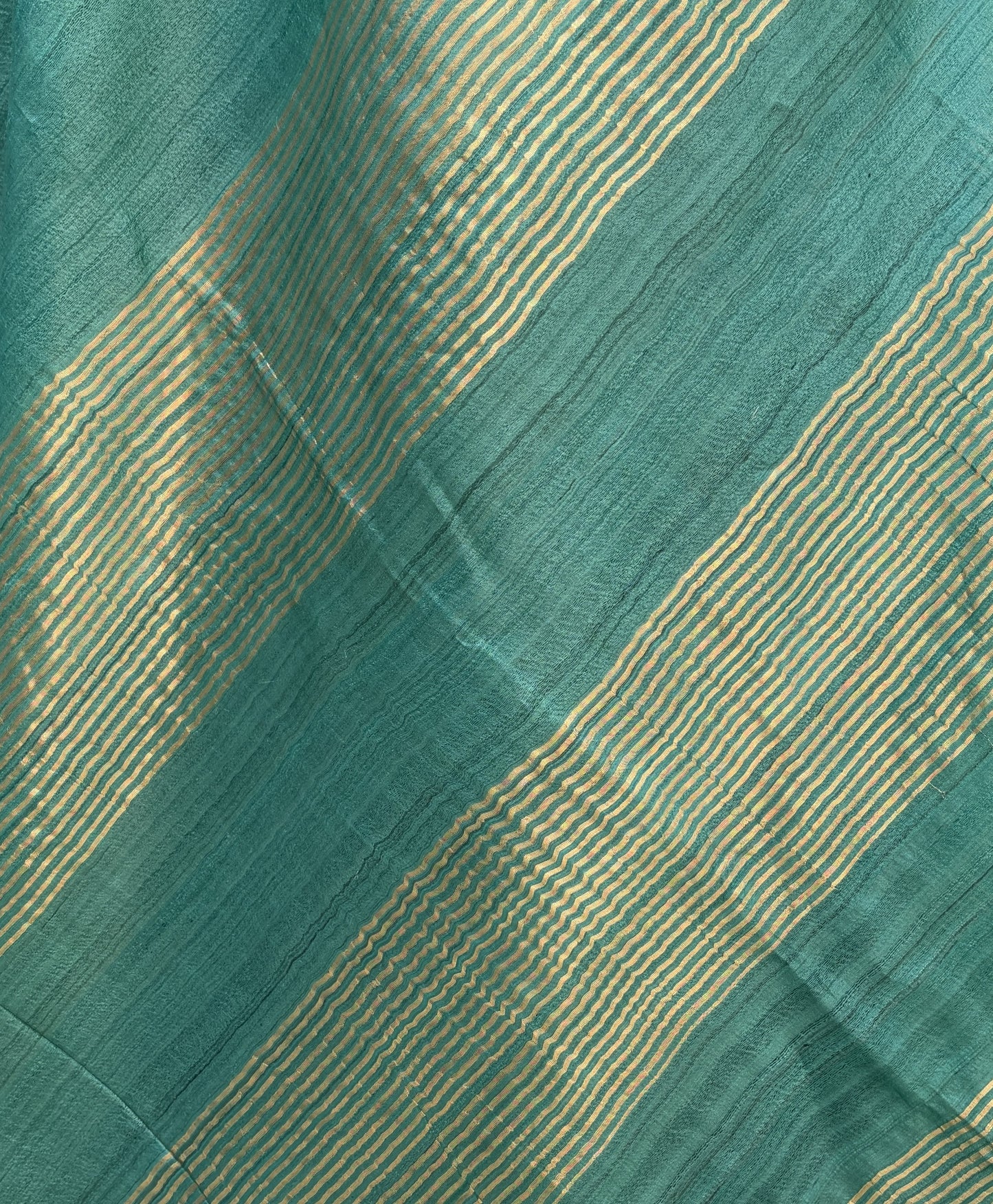 Turquoise Tussar Silk Saree