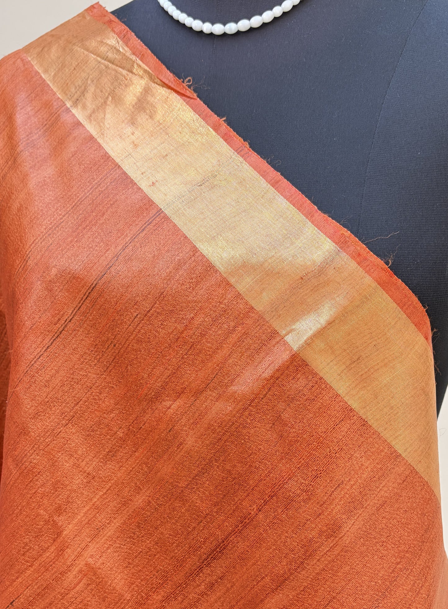 Rusty Orange Tussar Silk Saree