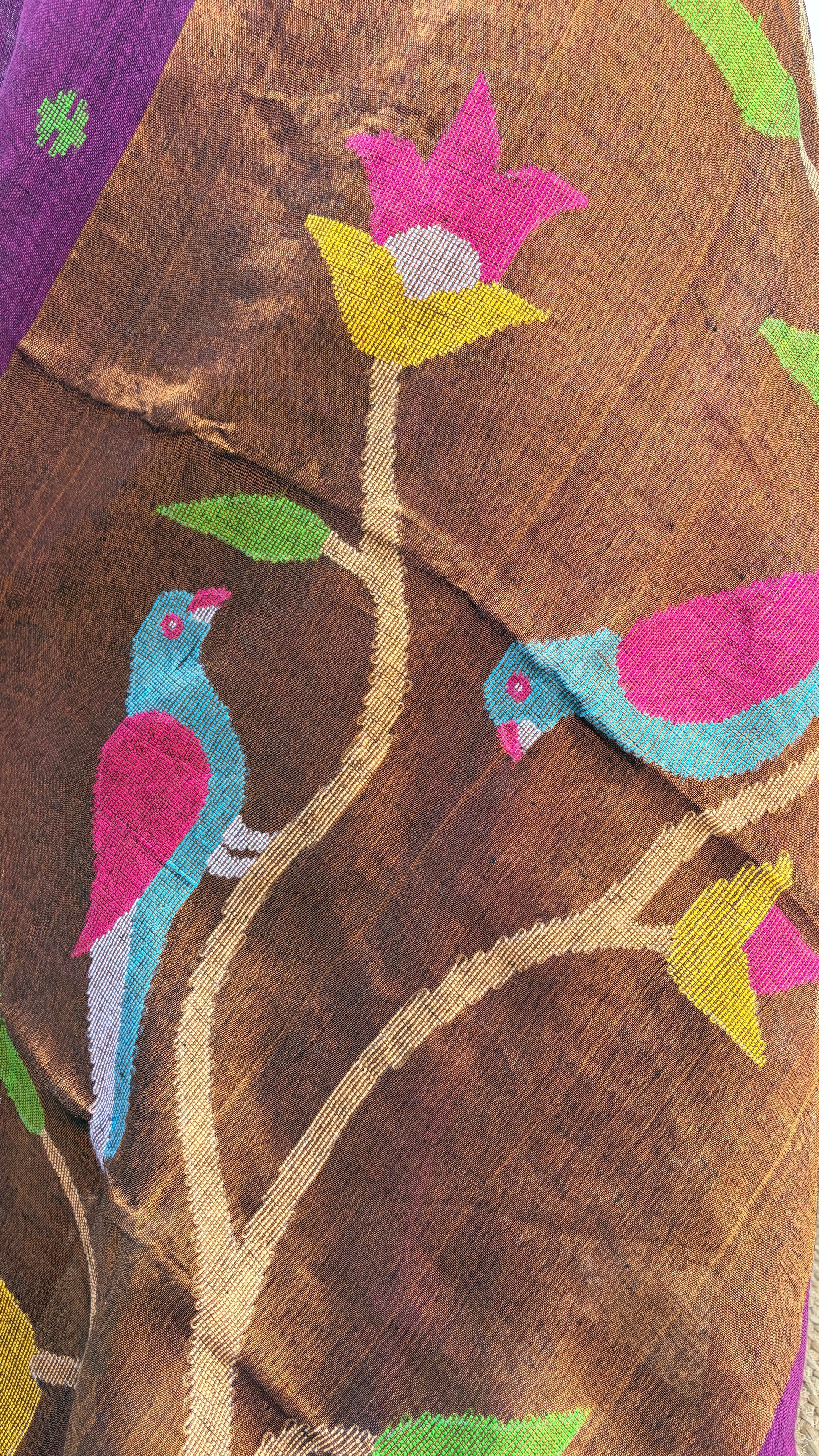 Violet Paithani Pallu Jamdani Saree by Kaashi Handloom