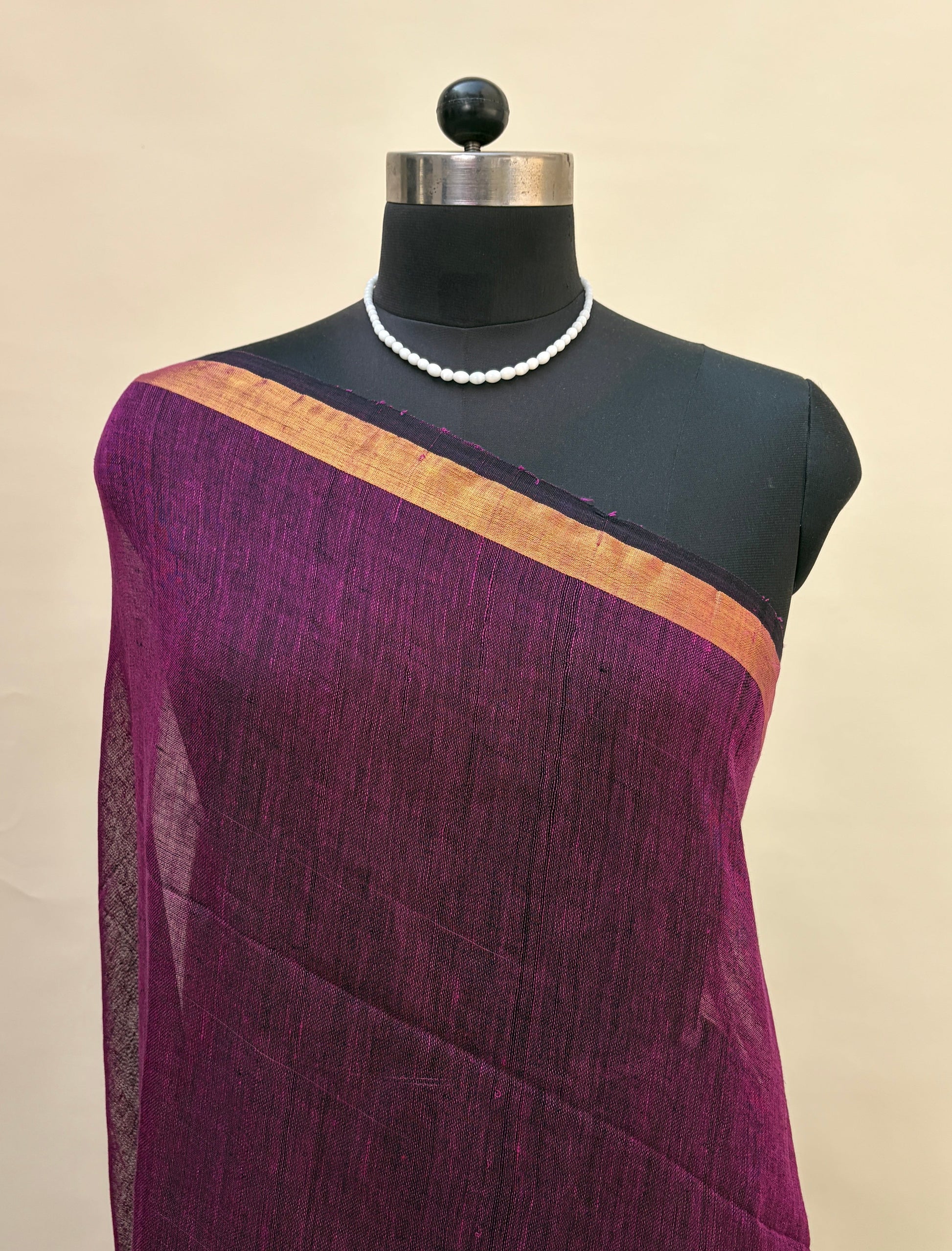 Violet Paithani Pallu Jamdani Saree by Kaashi Handloom