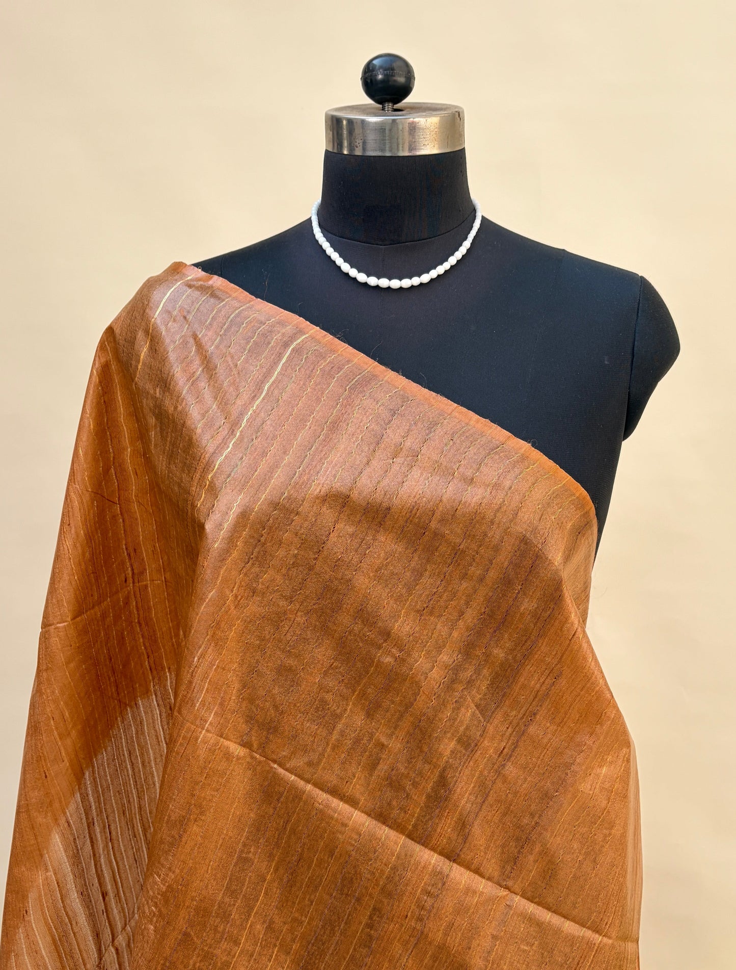 Deep Copper Tussar Silk Saree