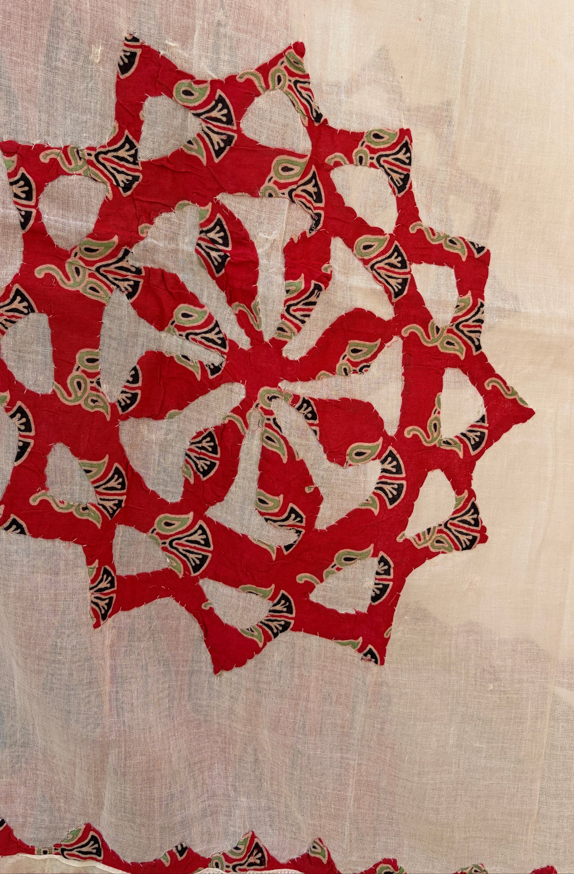 Red Cotton Ajrakh Suit with Barmer Applique Dupatta