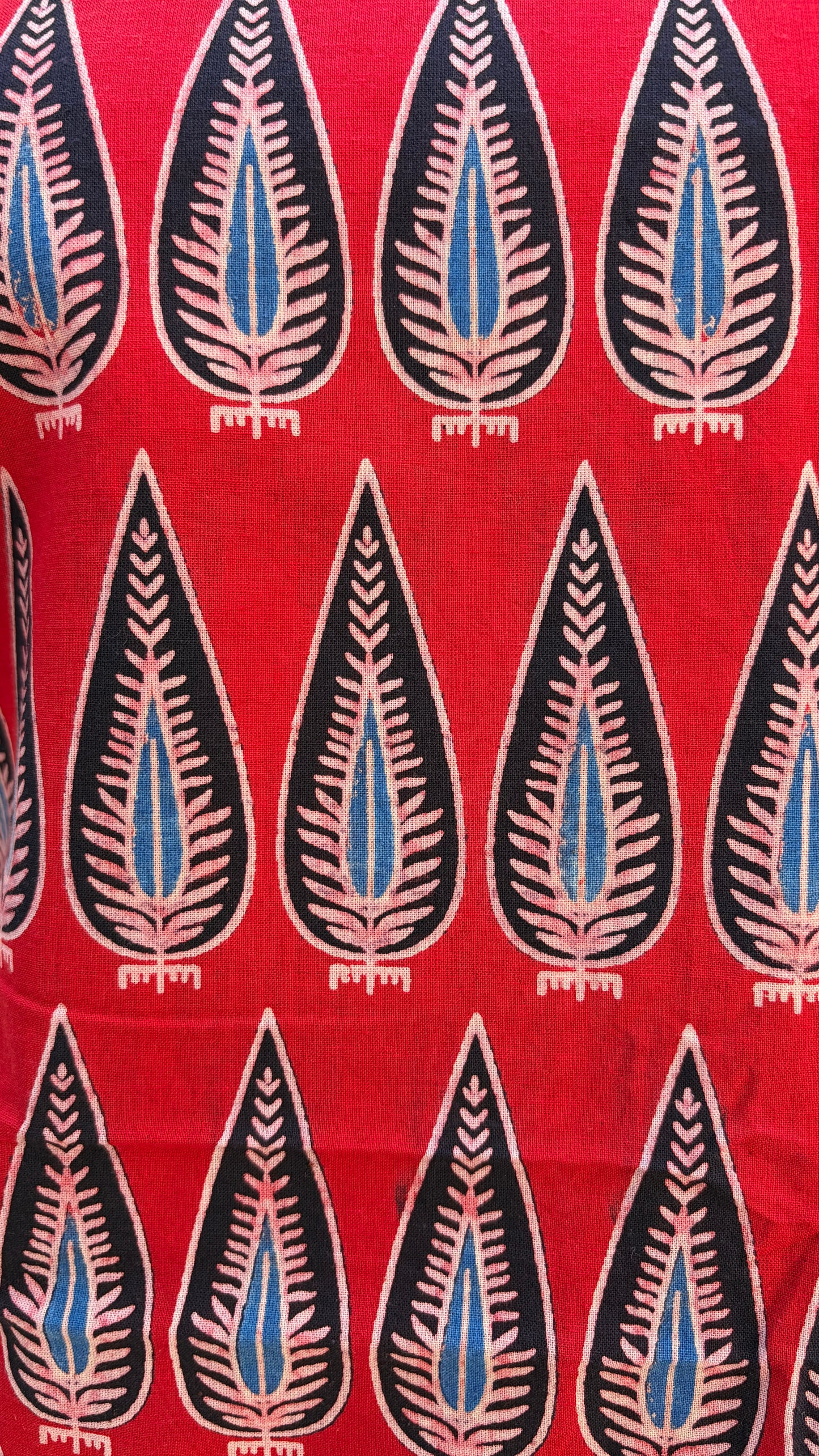 Red Cotton Ajrakh Suit with Barmer Applique Dupatta