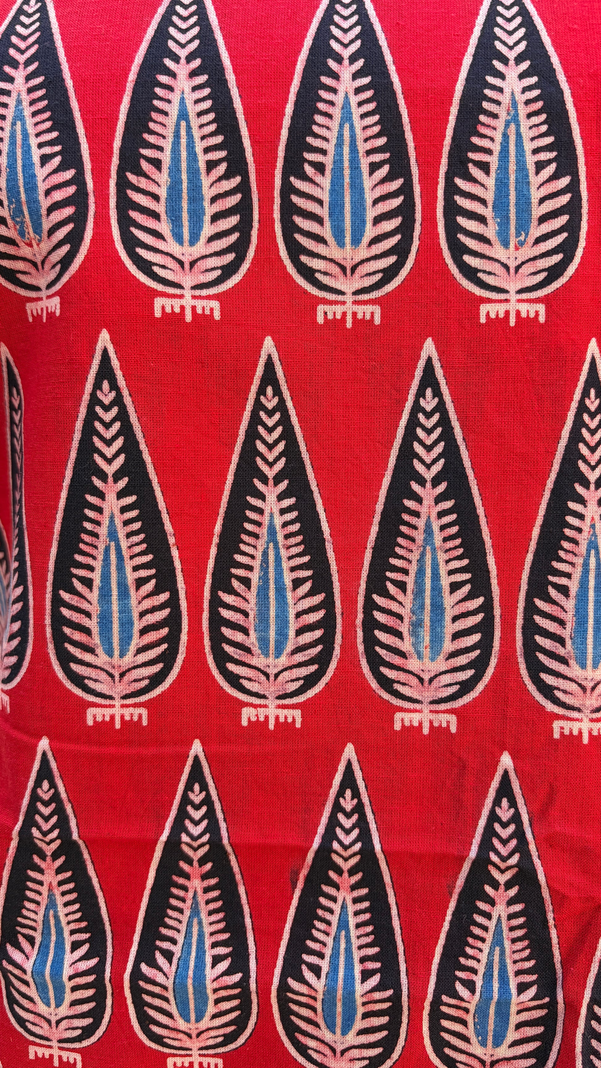 Red Cotton Ajrakh Suit with Barmer Applique Dupatta