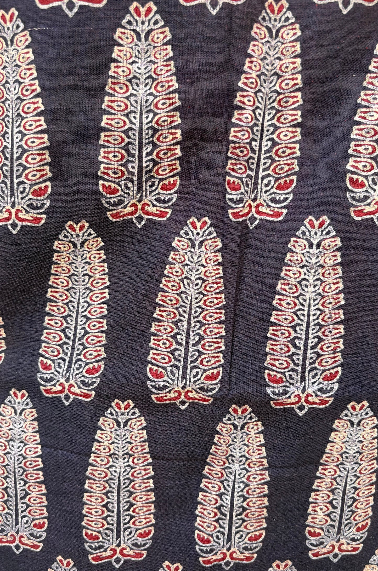 Brown Cotton Ajrakh Suit with barmer applique work dupatta