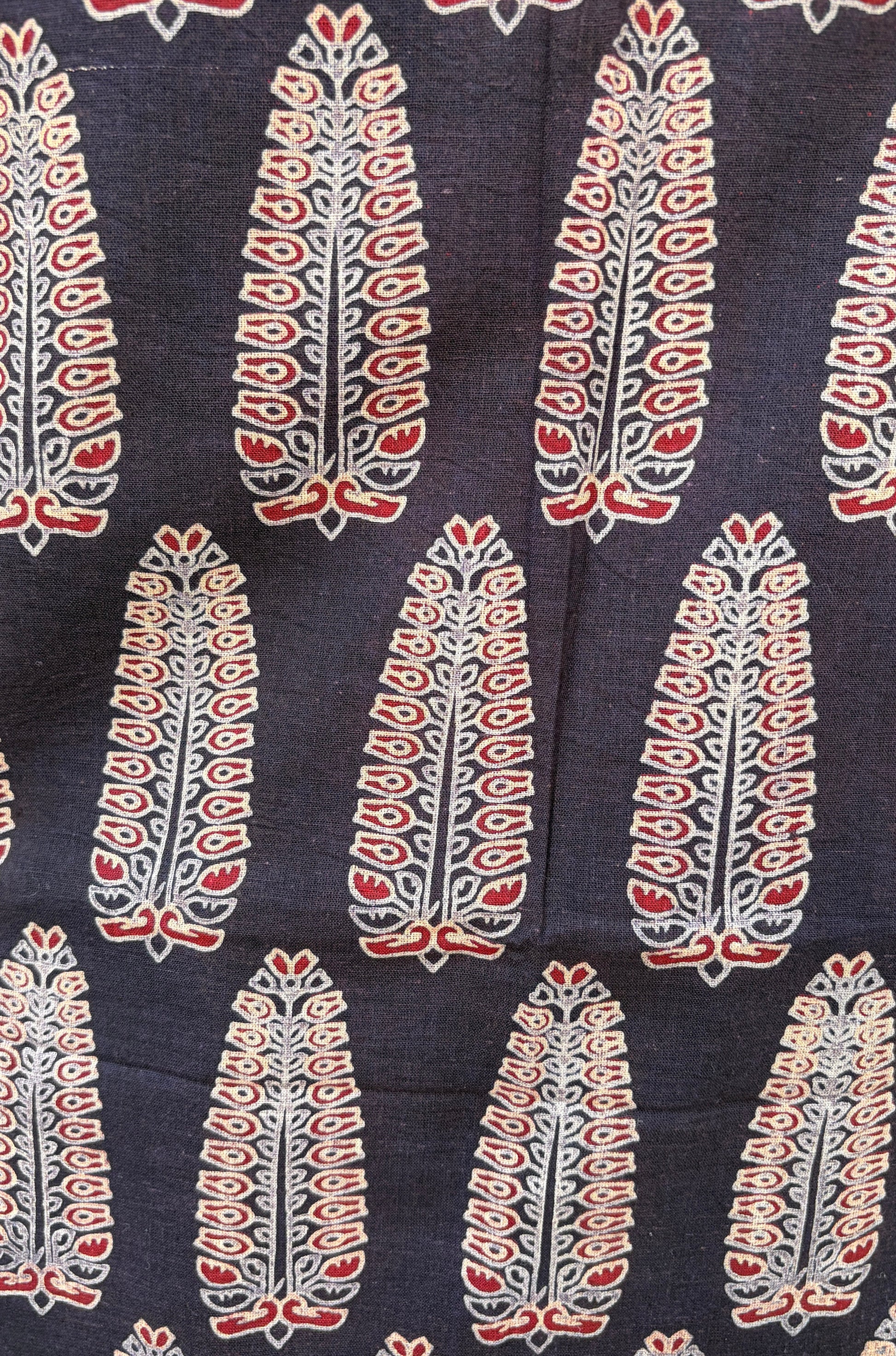 Brown Cotton Ajrakh Suit with barmer applique work dupatta