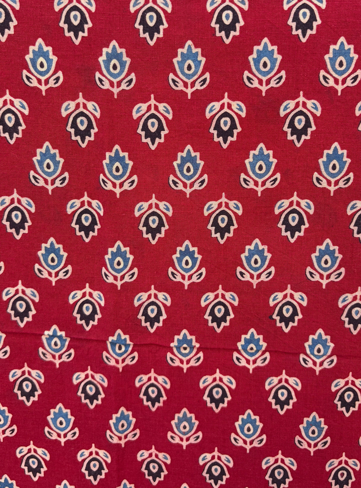 Crimson Ajrakh Cotton SUit with barmer applique work dupatta