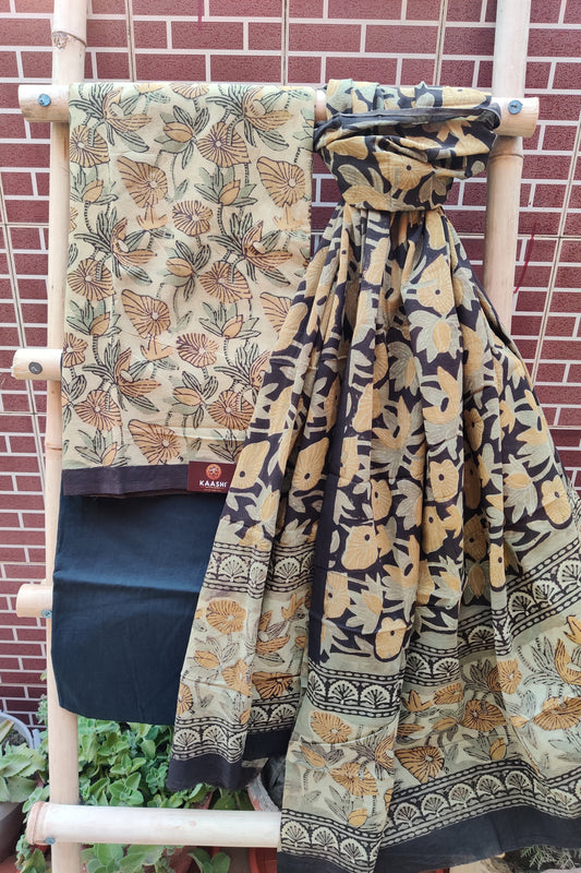 Black & Beige Ajrakh HBP Cotton Suit CMAJ-0001