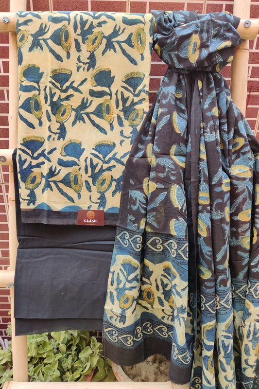 Blue Floral Ajrakh HBP Cotton Suit CMAJ-0004
