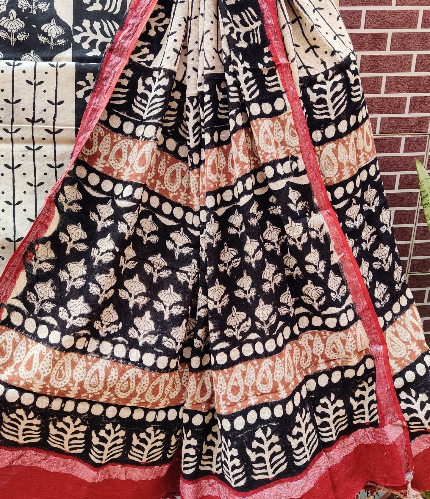 Beige & Black HBP Cotton Suit with Linen Dupatta CLHB-0002