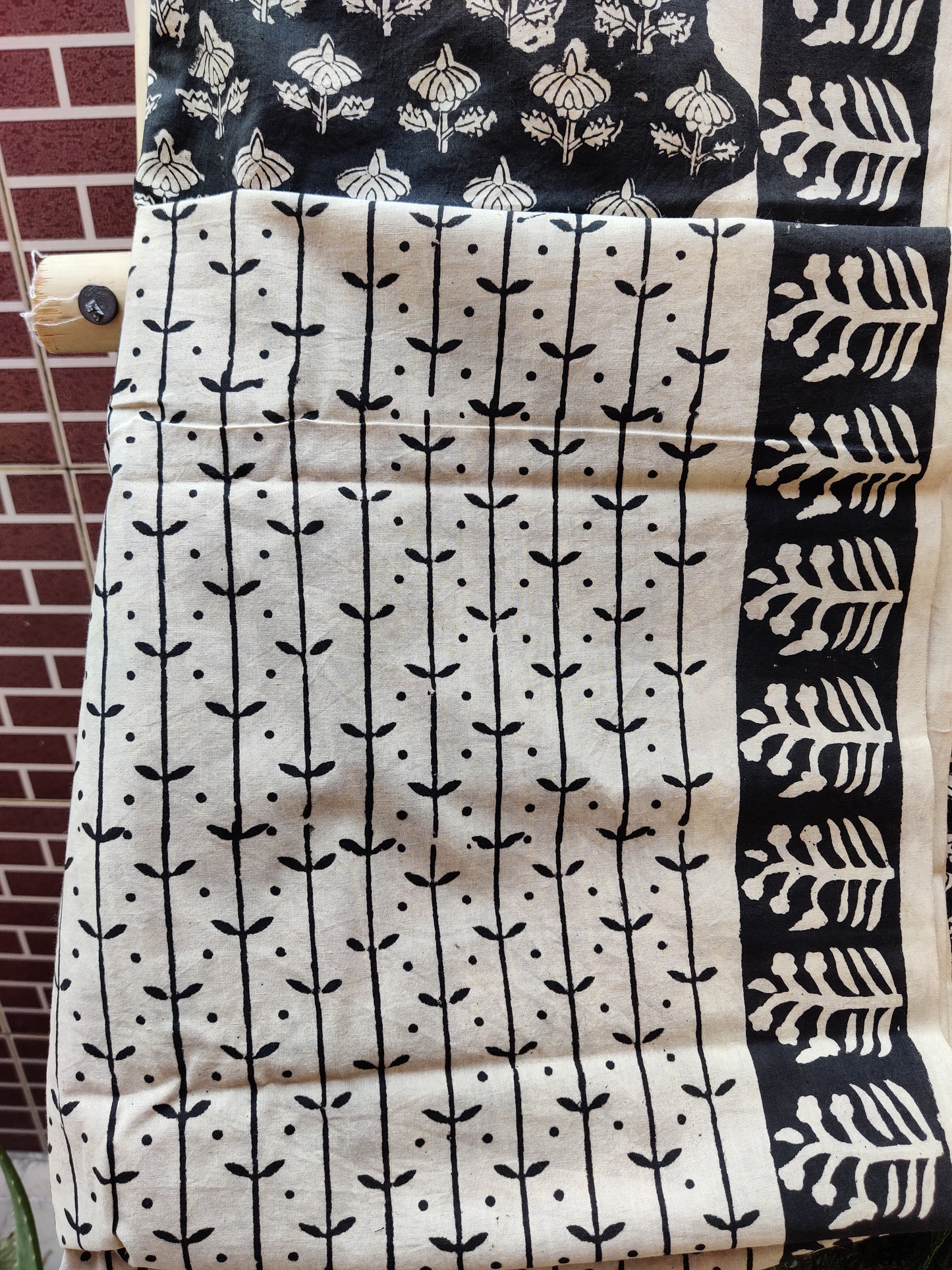 Beige & Black HBP Cotton Suit with Linen Dupatta CLHB-0002