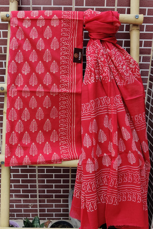 Red HBP Cotton Suit with Mul Dupatta CMHB-0002