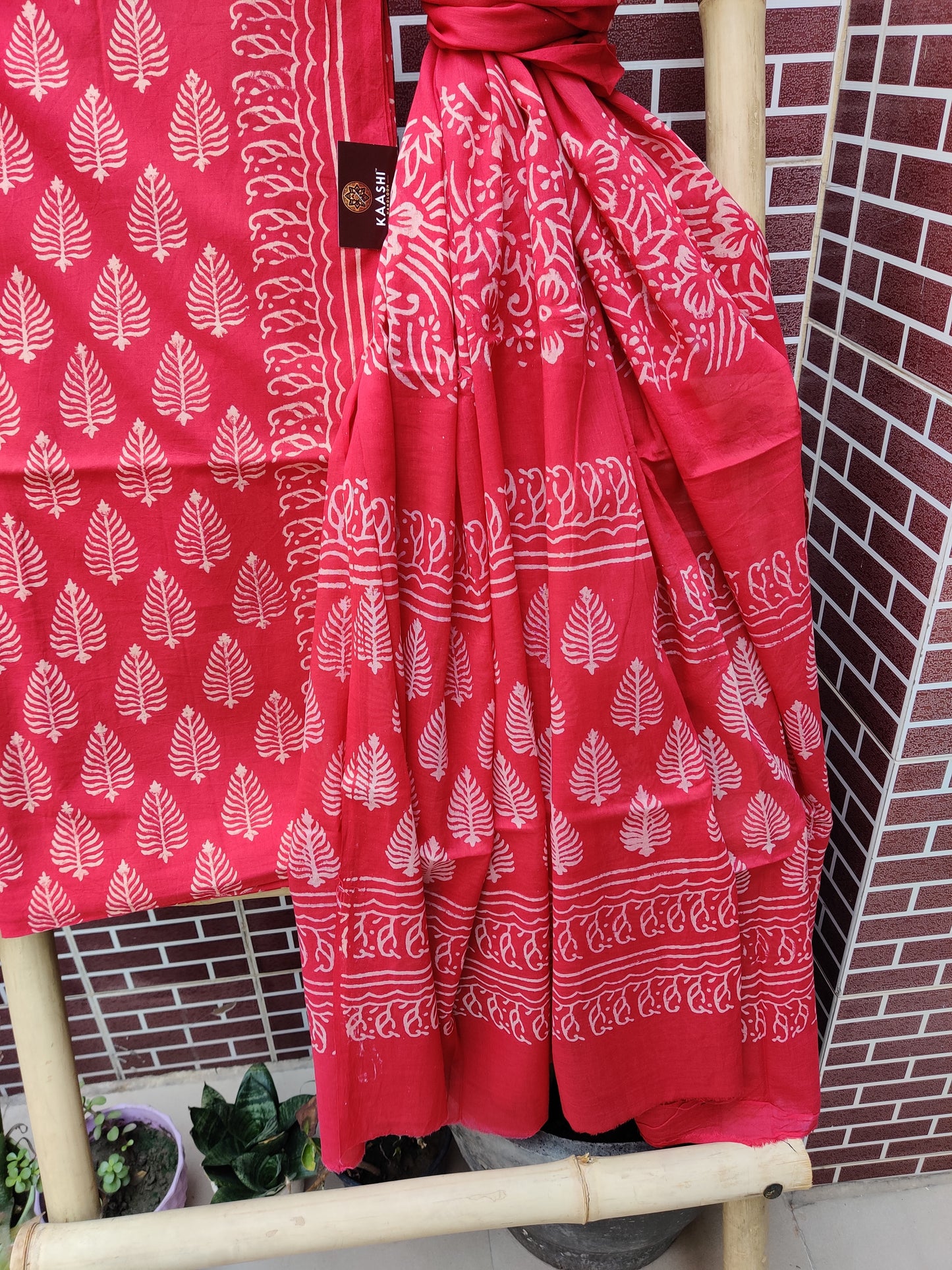 Red HBP Cotton Suit with Mul Dupatta CMHB-0002