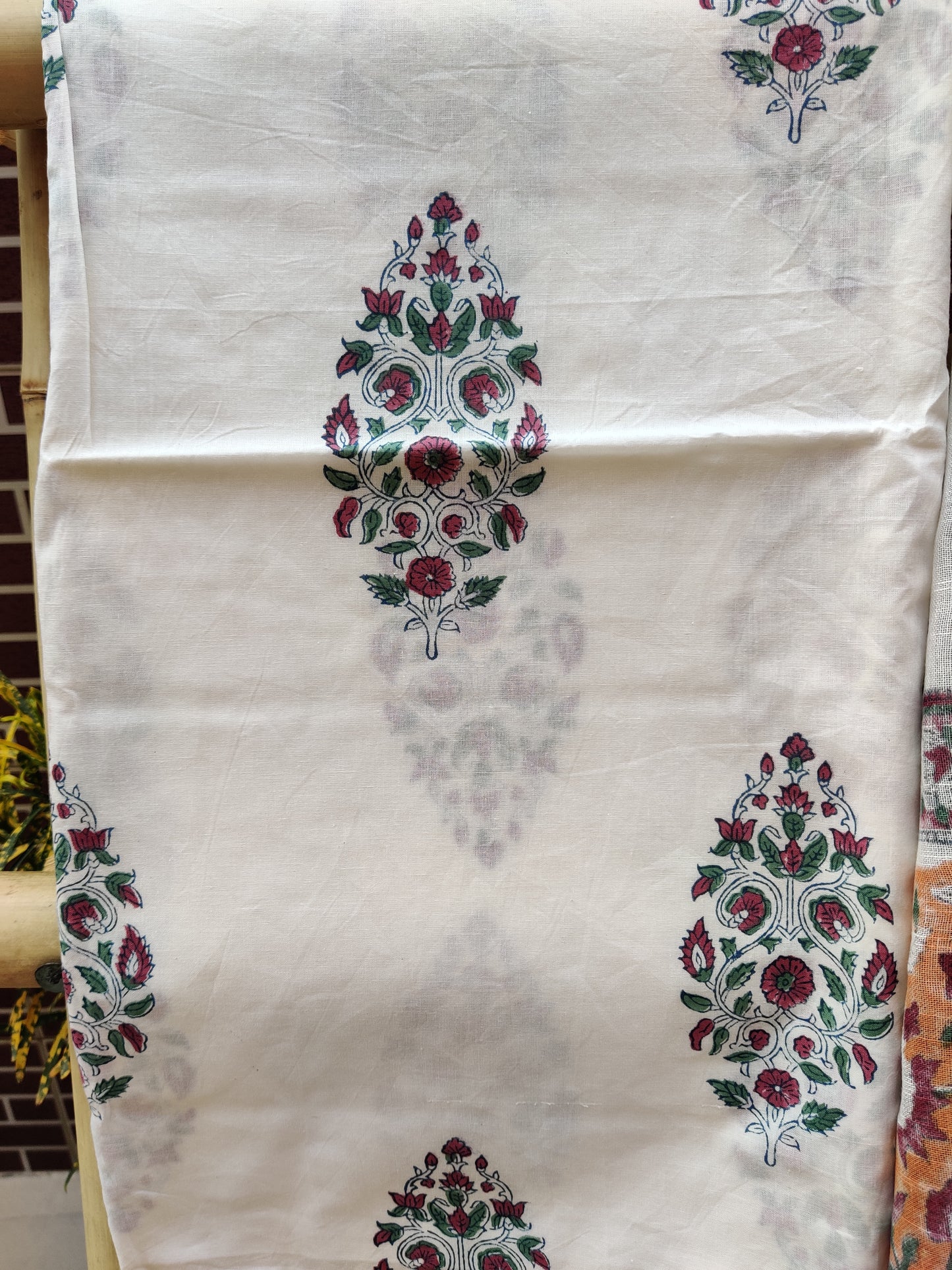 Burnt Copper HBP Print Cotton Suit with Linen Dupatta CLHB-0004