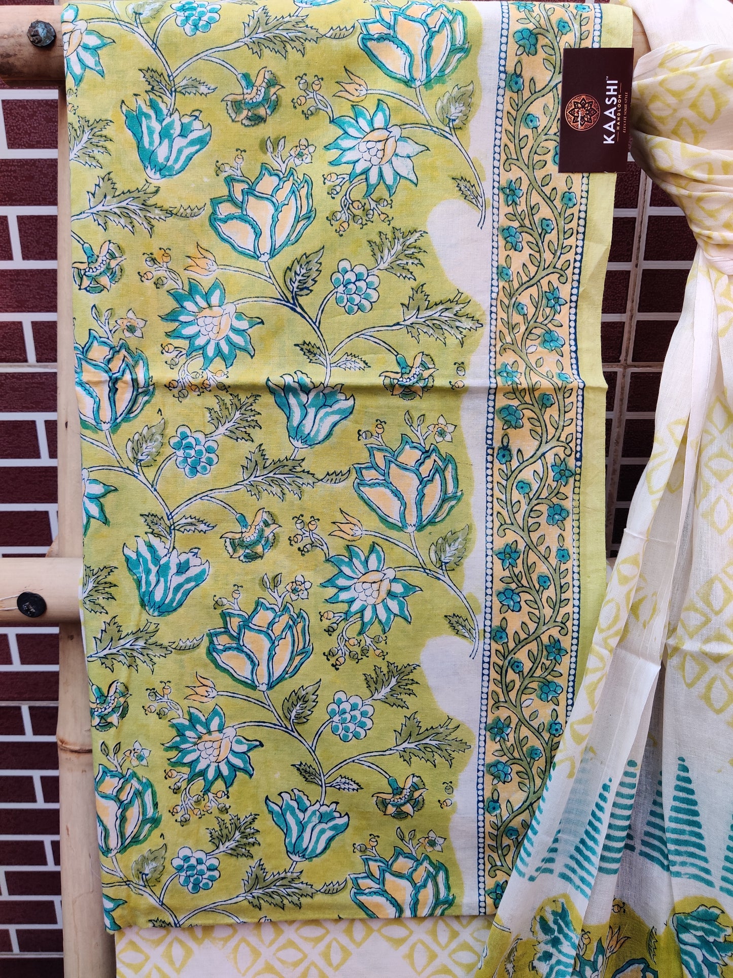Green & Beige HBP Cotton Suit with Mul Dupatta CMHB-0003