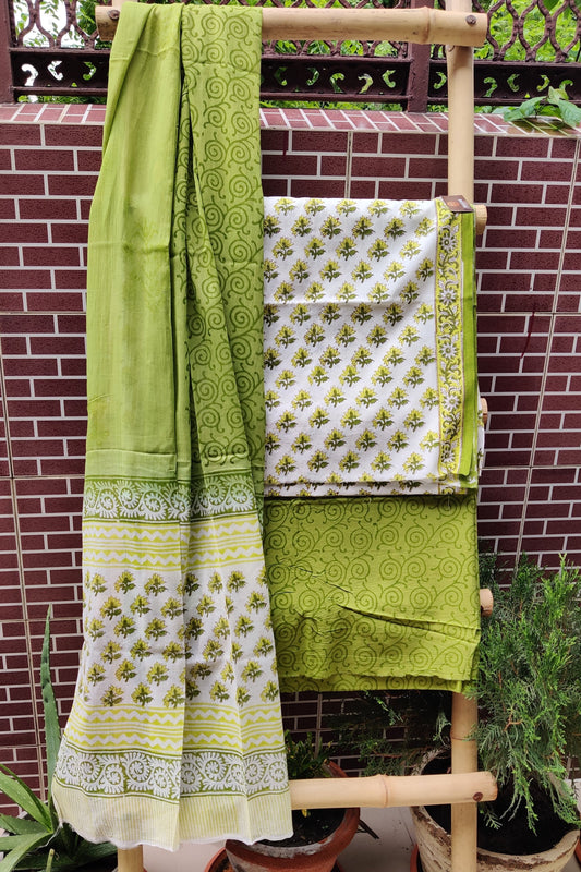 Green HBP Cotton Suit with Mul Dupatta CMHB-0009