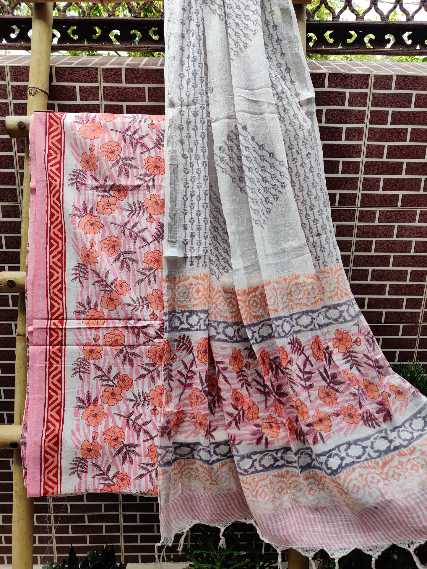 Pink & Peach HBP  Cotton Suit with Linen Dupatta CLHB-0006