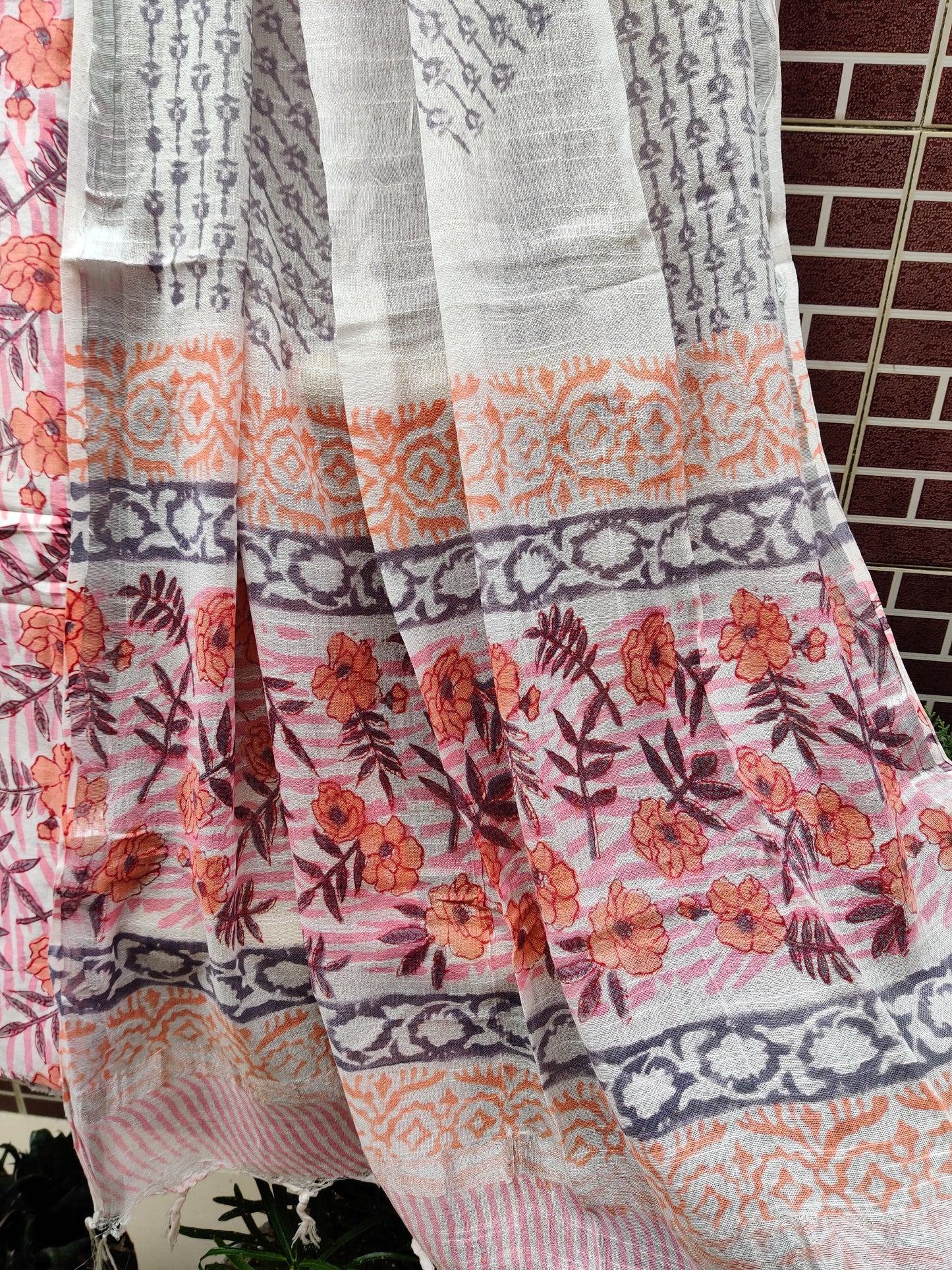 Pink & Peach HBP  Cotton Suit with Linen Dupatta CLHB-0006