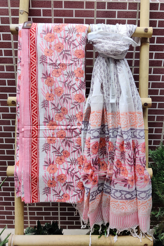 Pink & Peach HBP  Cotton Suit with Linen Dupatta CLHB-0006