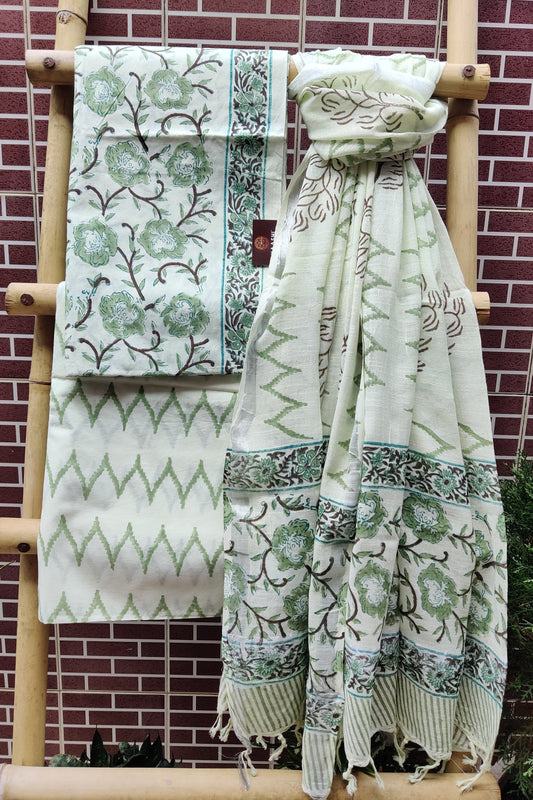 Mint Green HBP Cotton Suit with Linen Dupatta CLHB-0003