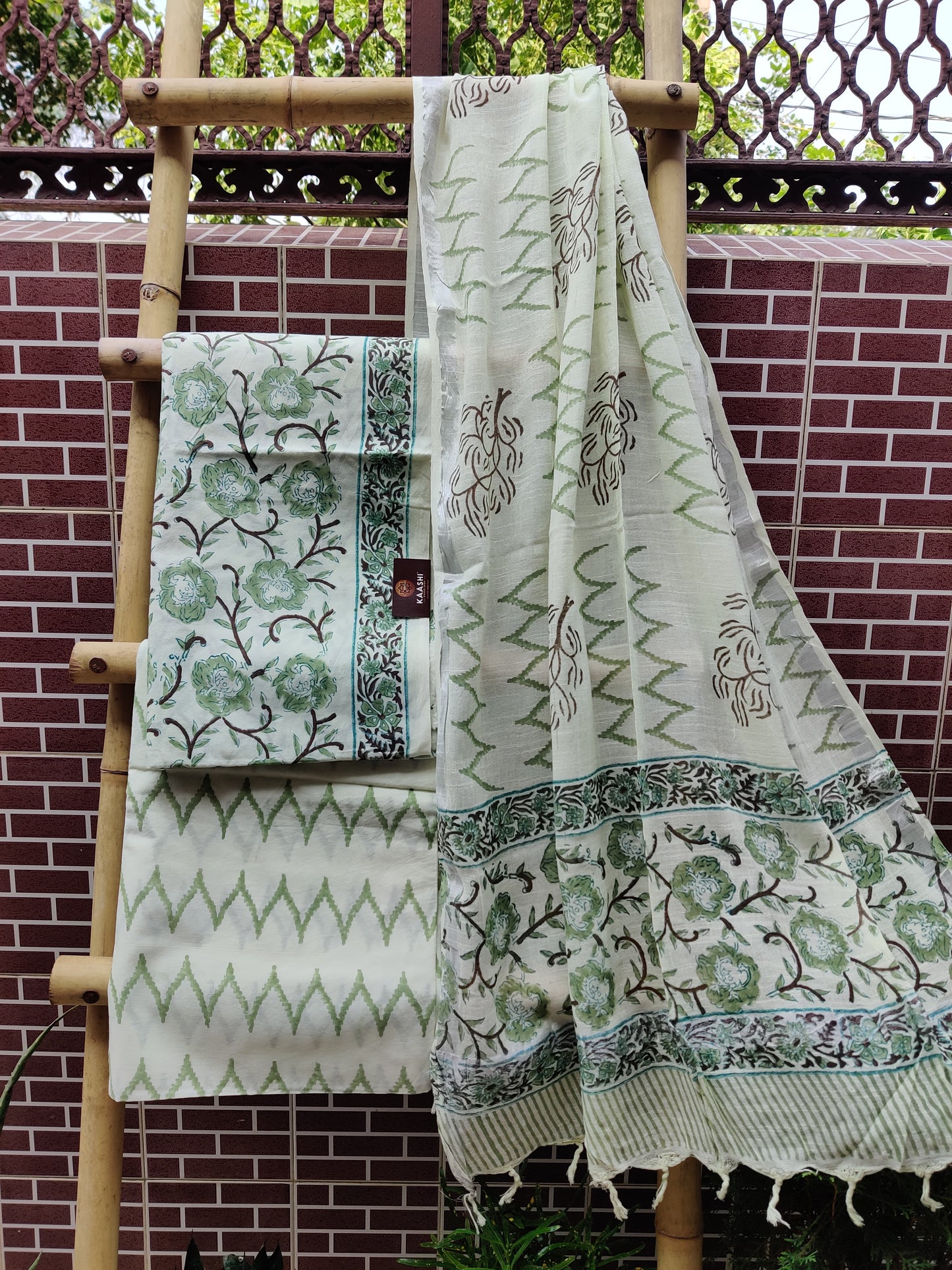 Mint Green HBP Cotton Suit with Linen Dupatta CLHB-0003