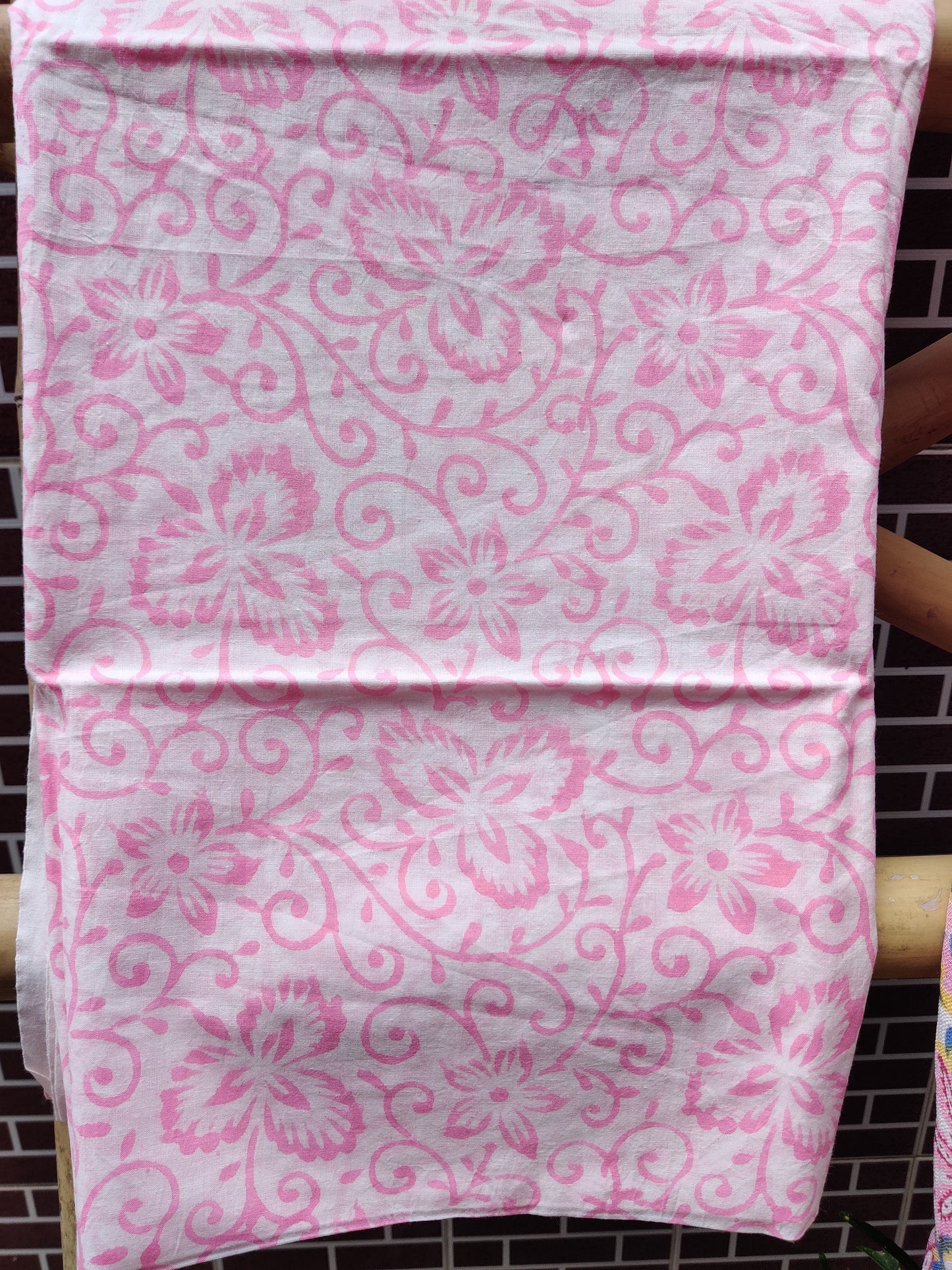 Floral Pink HBP Cotton Suit with Linen Dupatta CLHB-0007