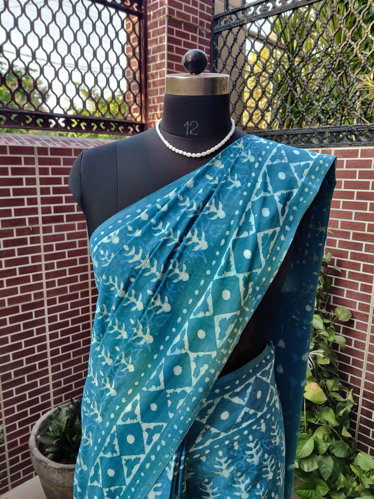 Teal Blue HBP Mul Cotton Saree MCHB-0014