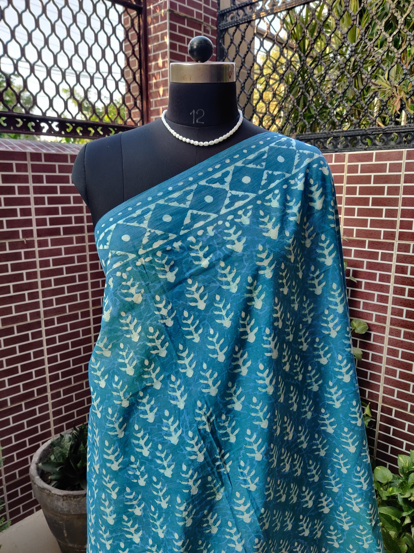 Teal Blue HBP Mul Cotton Saree MCHB-0014