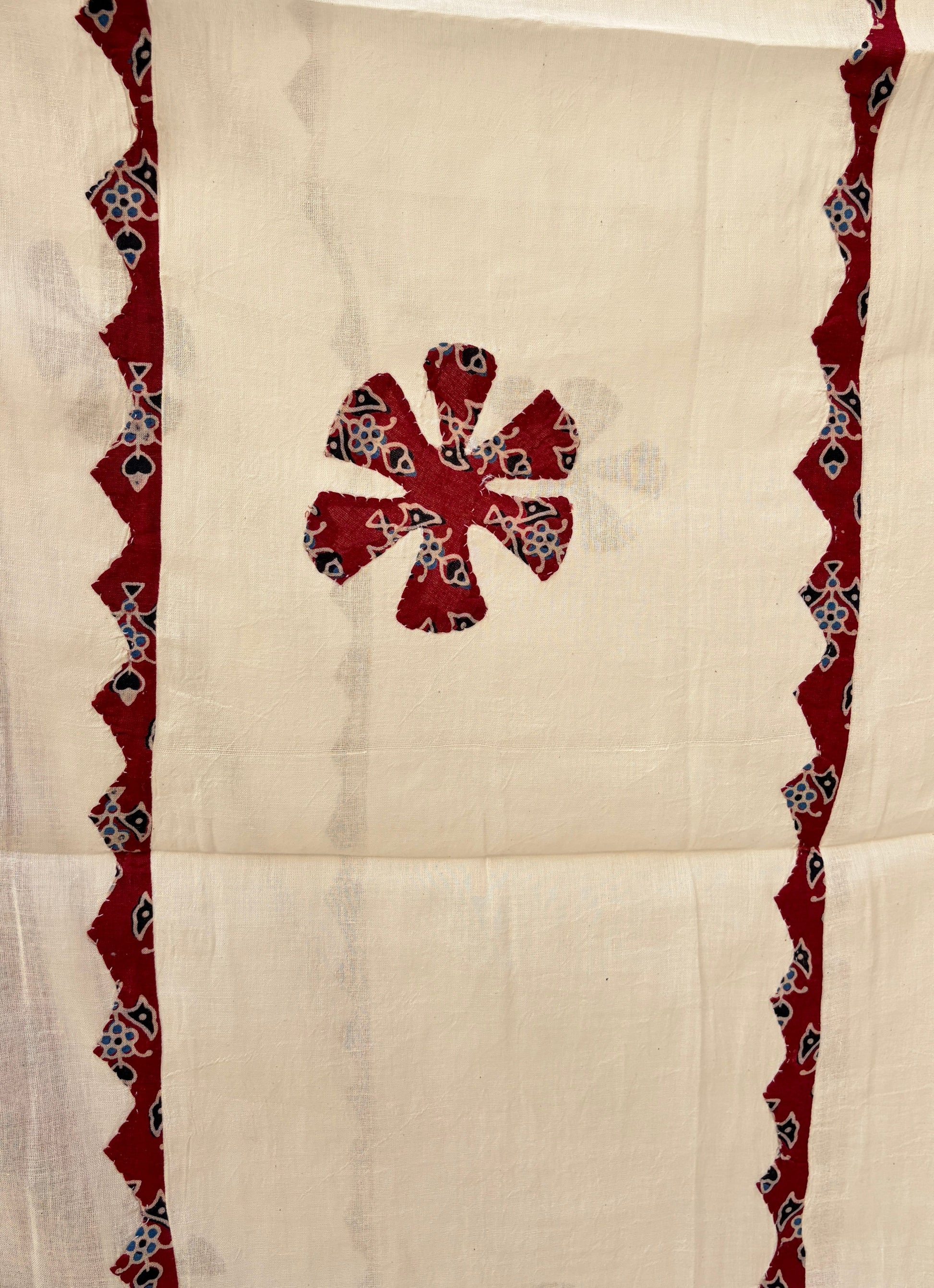 Maroon Ajrakh Cotton Suit with barmer patchwork dupatta