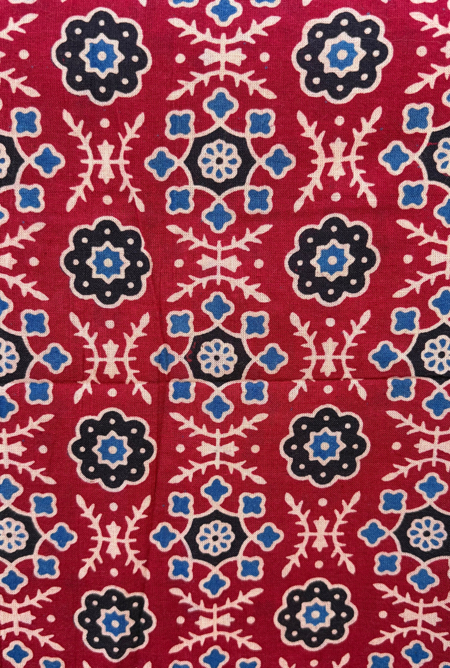 Maroon Ajrakh Cotton Suit with barmer patchwork dupatta