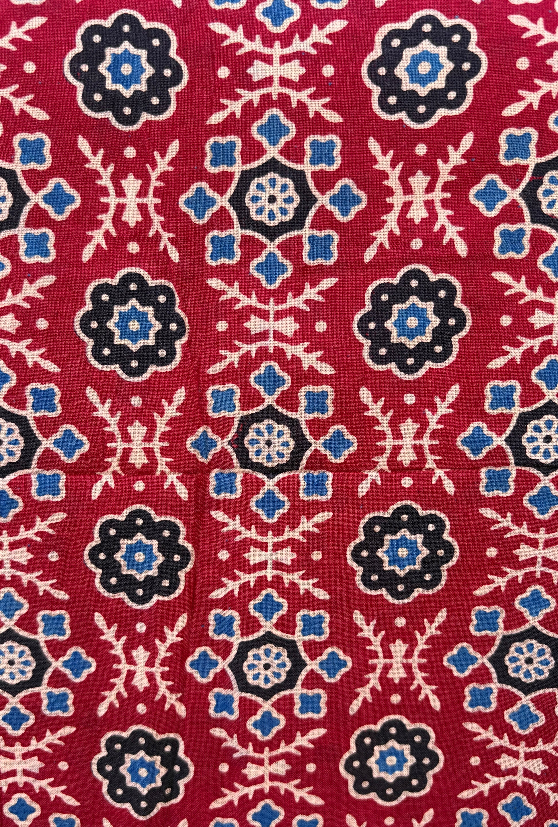 Maroon Ajrakh Cotton Suit with barmer patchwork dupatta