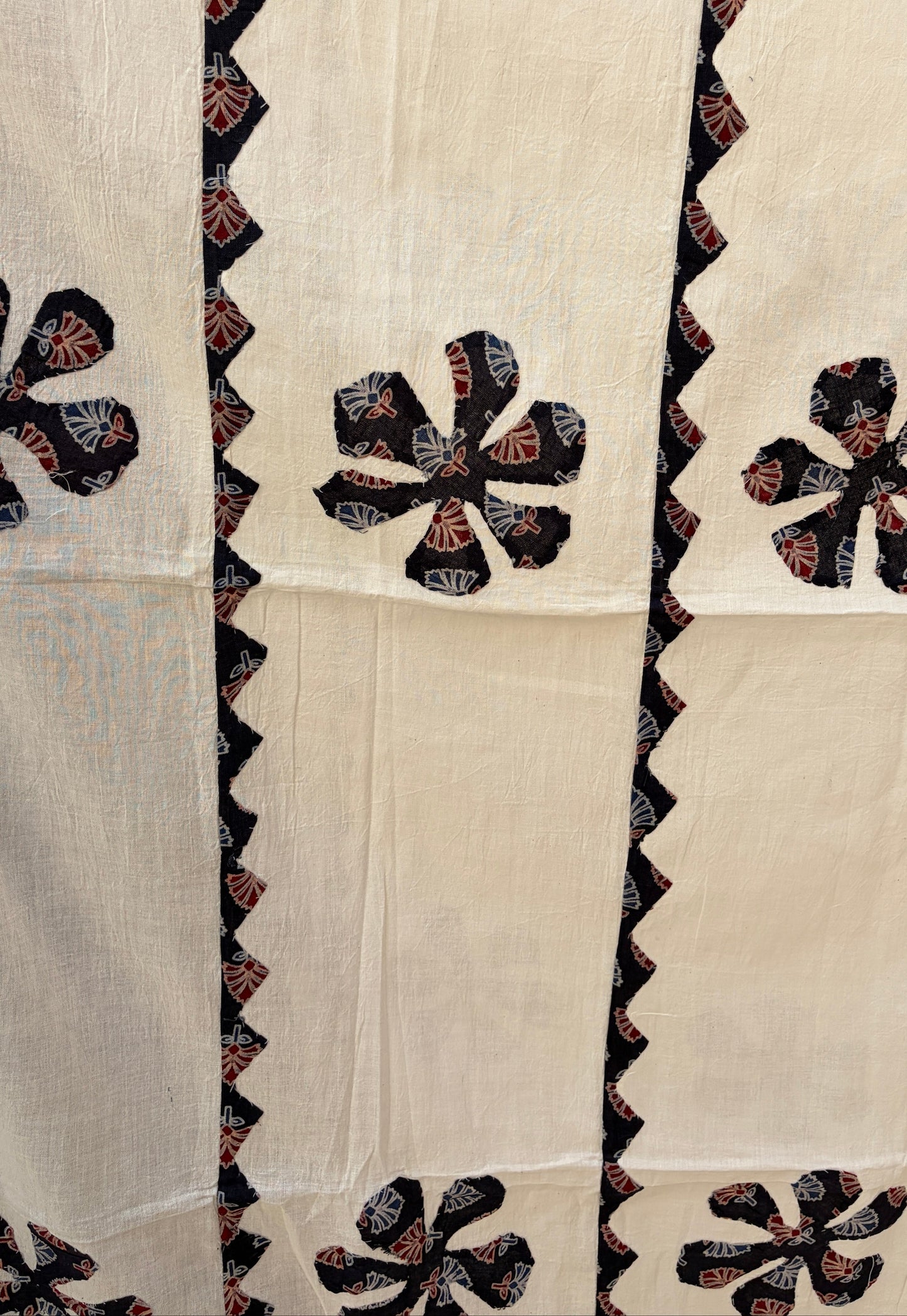 Black Ajrakh cotton suit with barmer patchwork dupatta