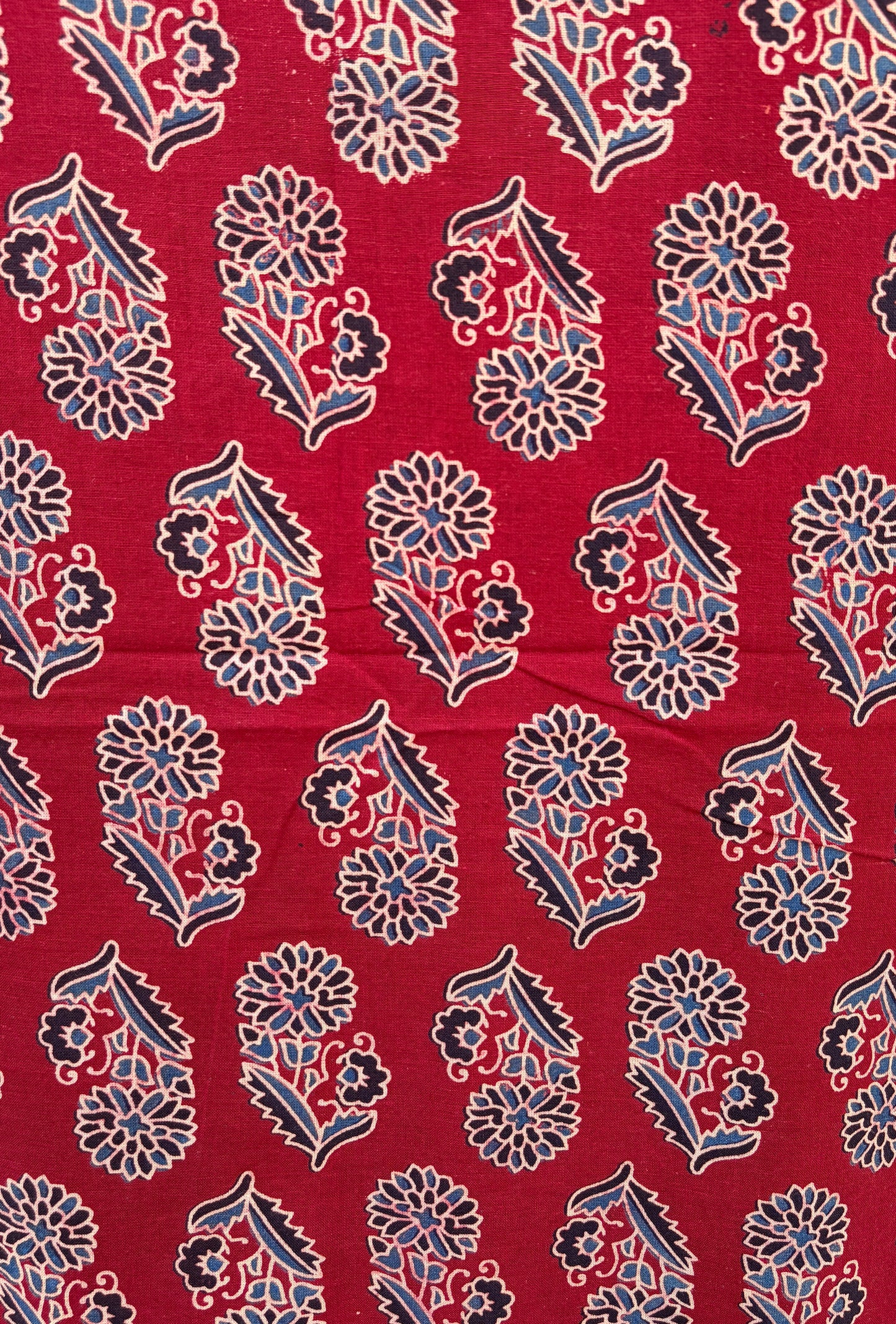 Maroon Ajrakh Cotton Suit with barmer patchwork dupatta