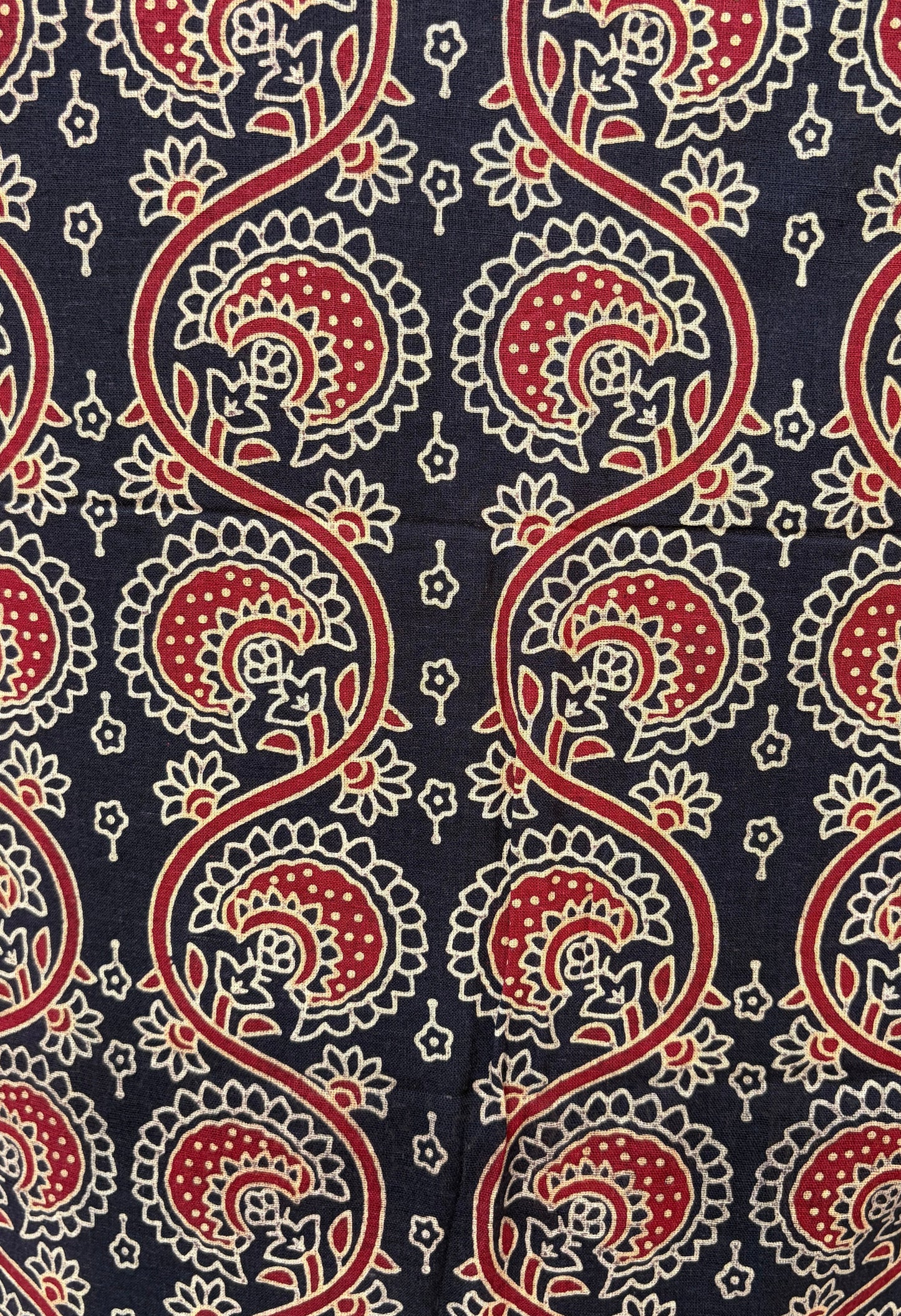 Black Cotton Ajrakh Suit with barmer applique work dupatta