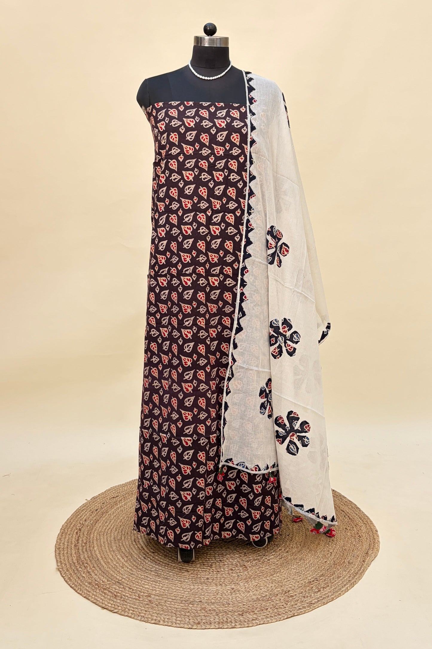 Brown Cotton Ajrakh Suit
