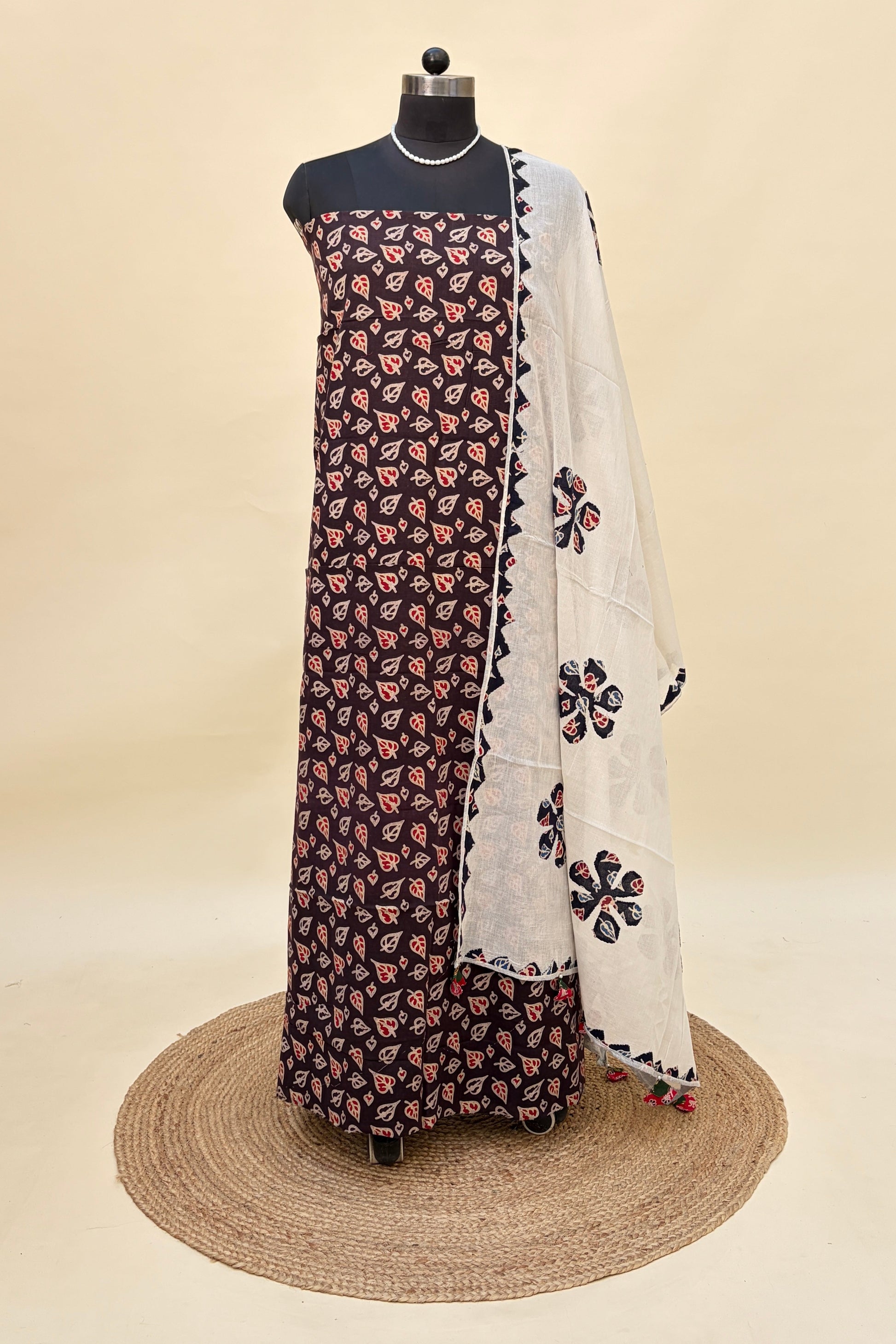 Brown Cotton Ajrakh Suit