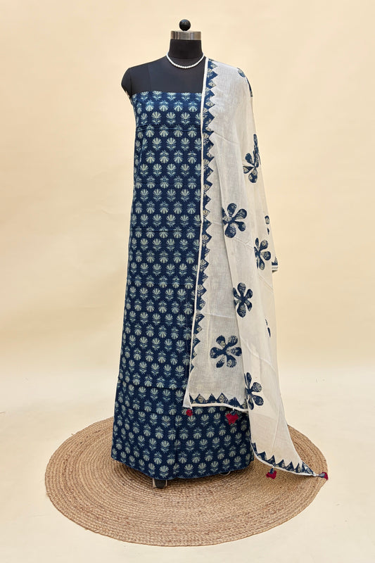 Indigo Cotton Ajrakh Suit