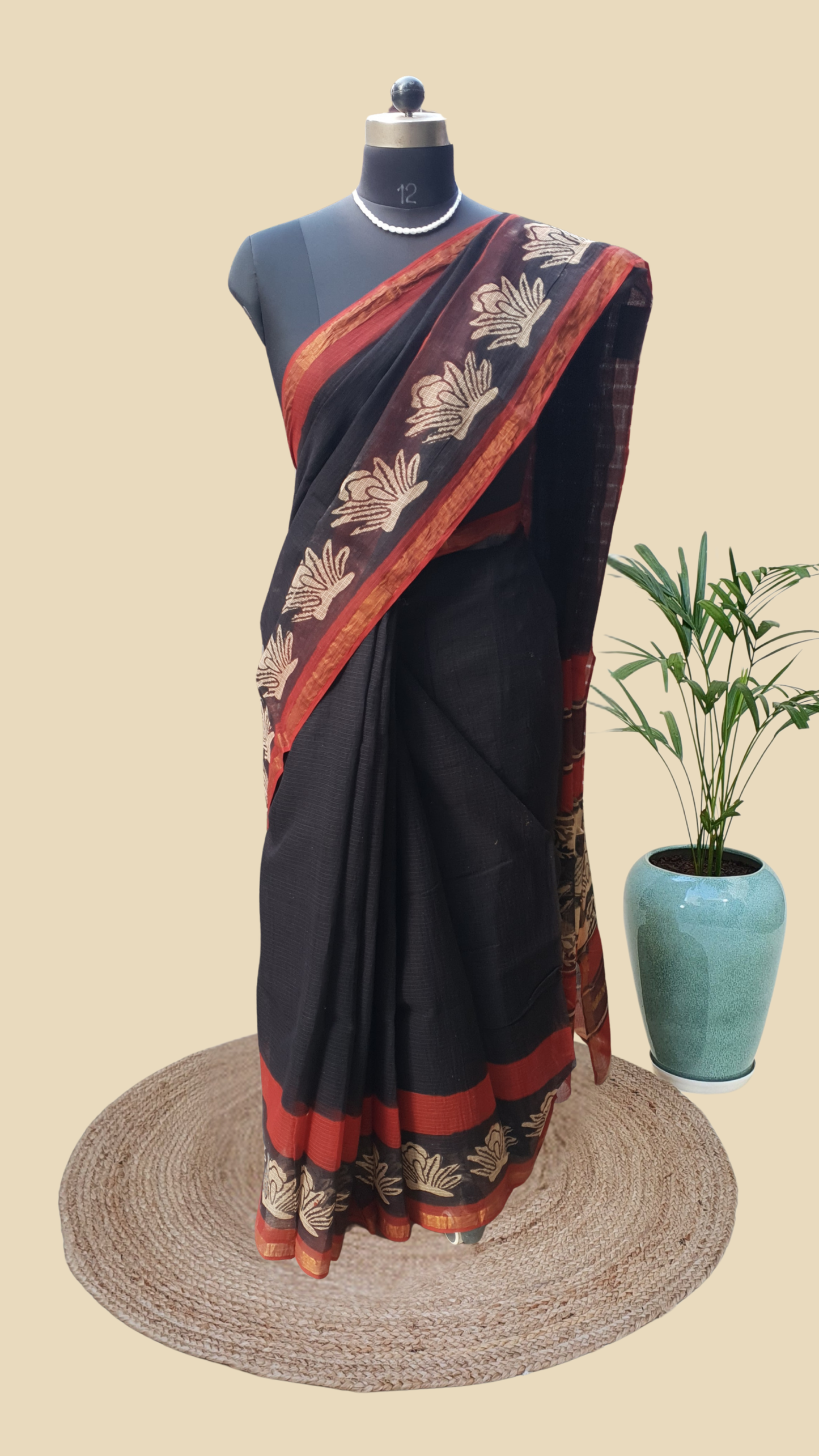 Black Copper Kota Doria Saree KDHB-0001